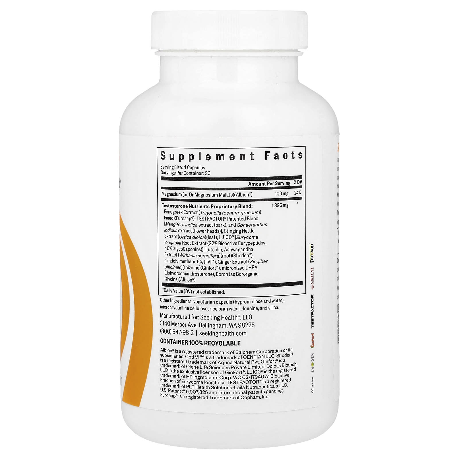 Seeking Health Testosterone Nutrients – 120 gélules — photo 2 sur 2