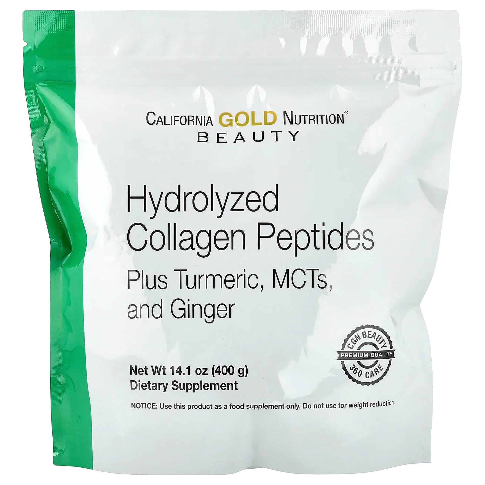 California Gold Nutrition Hydrolyzed Collagen Peptides with Turmeric, MCT, and Ginger – 400 g — Tunisie