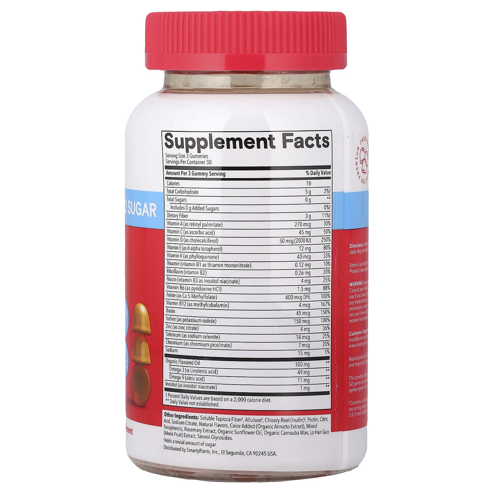SmartyPants Women's Zero Sugar, Multi & Omegas Gummies – Orange – 90 gommes — photo 2 sur 2