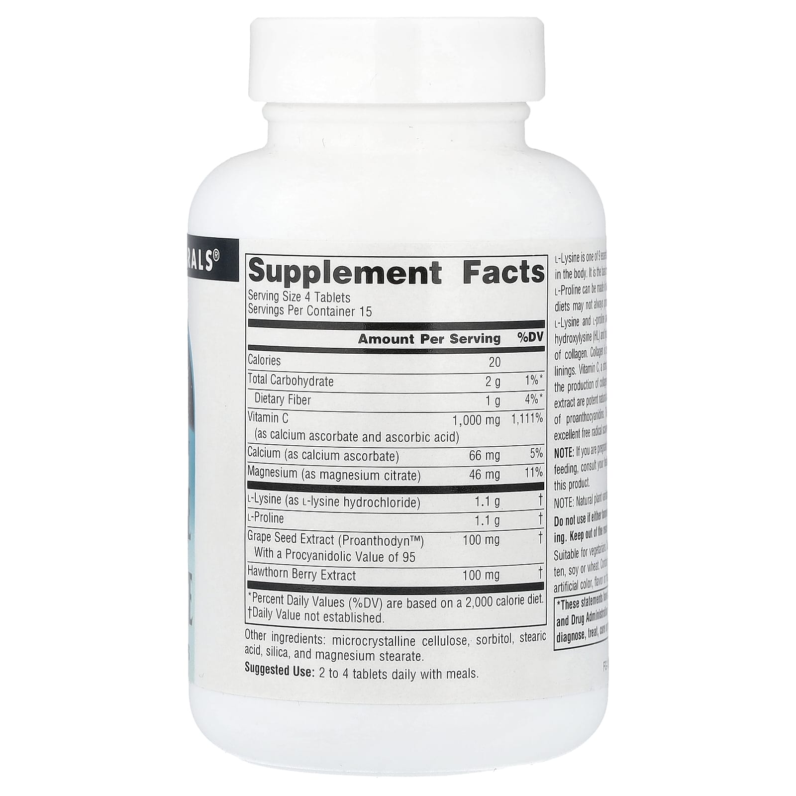 Source Naturals Proline & Lysine – 60 comprimés — photo 2 sur 2