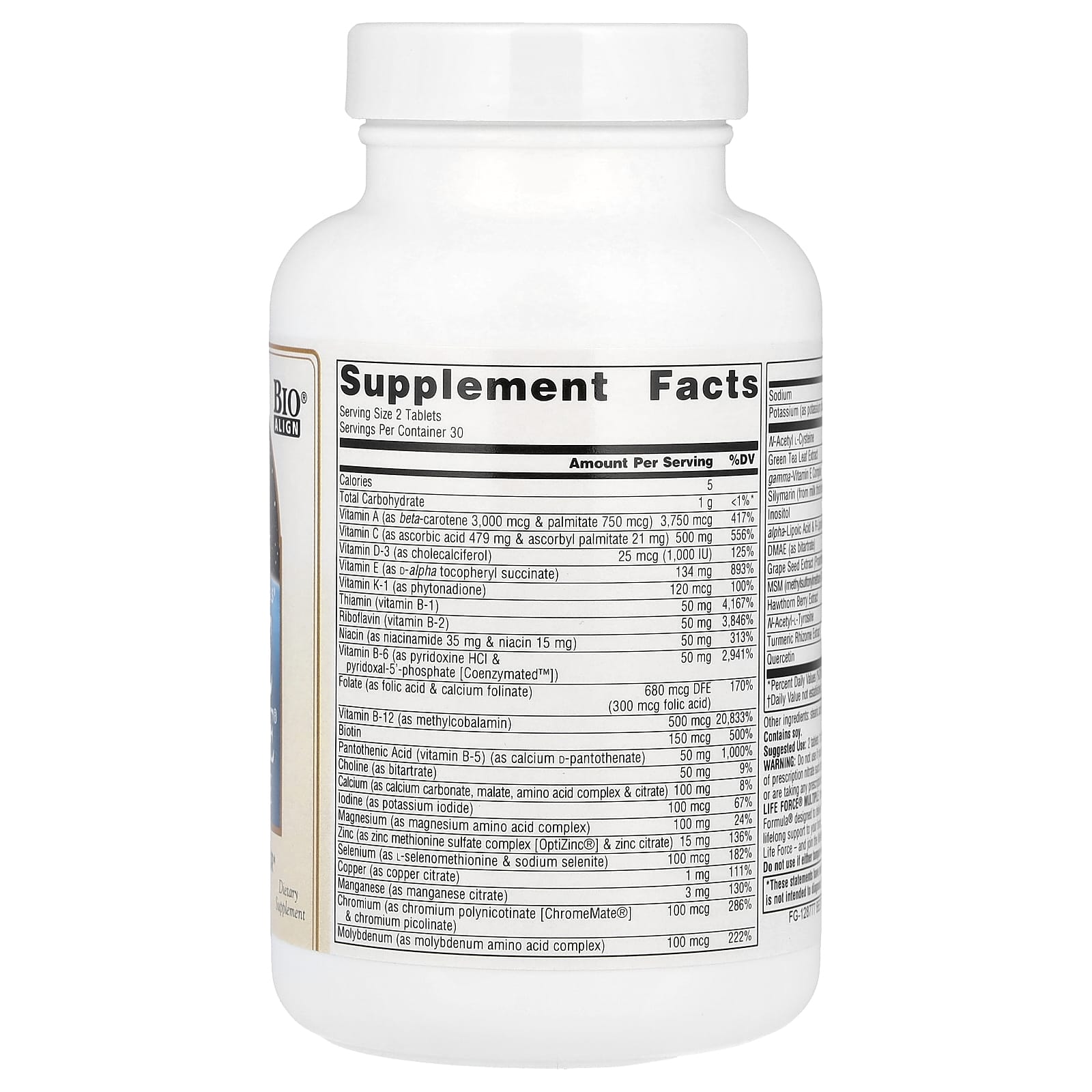 Source Naturals Life Force Multiple, No Iron – 60 comprimés — photo 2 sur 2
