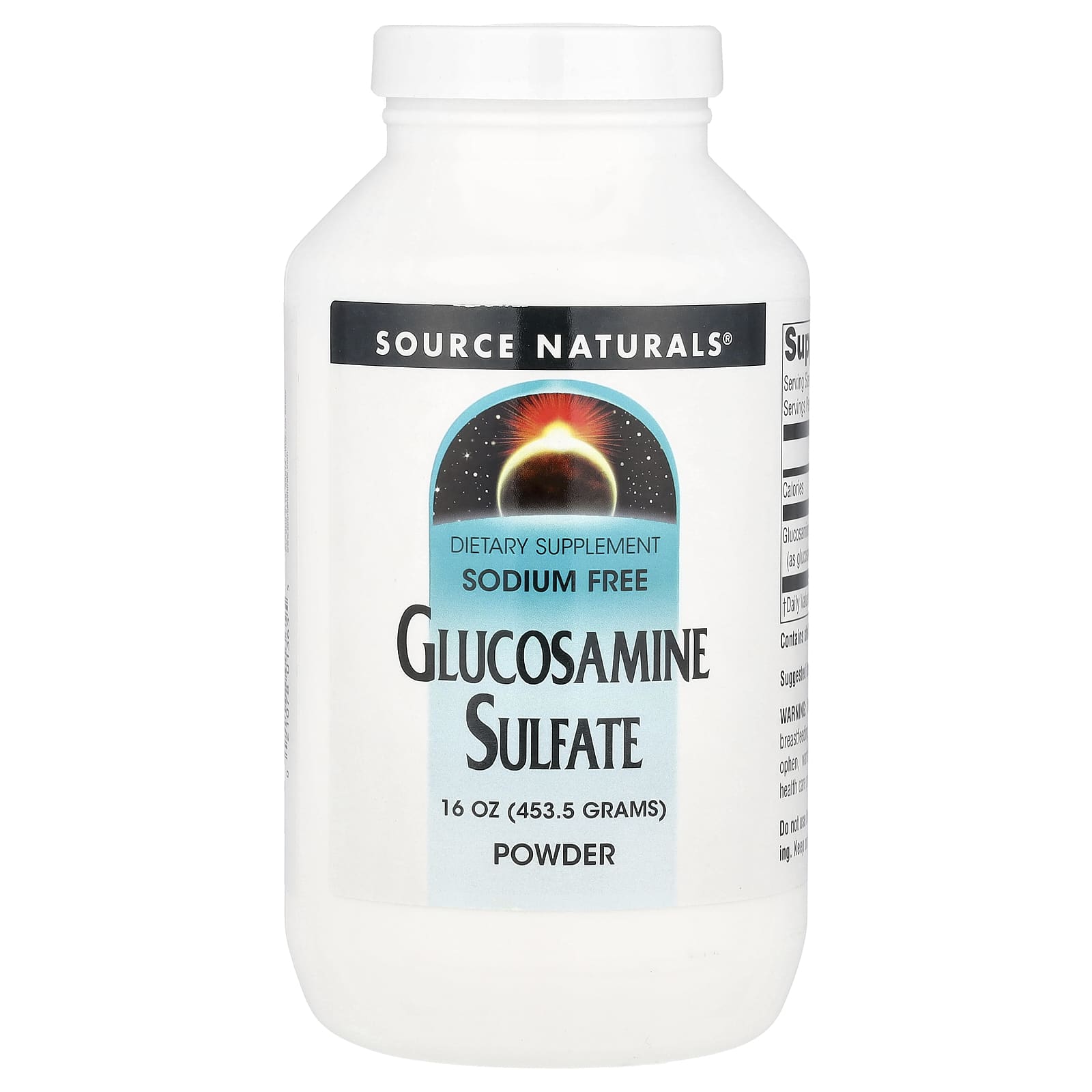 Source Naturals Glucosamine Sulfate Powder, Sodium Free – 453,5 g — Tunisie