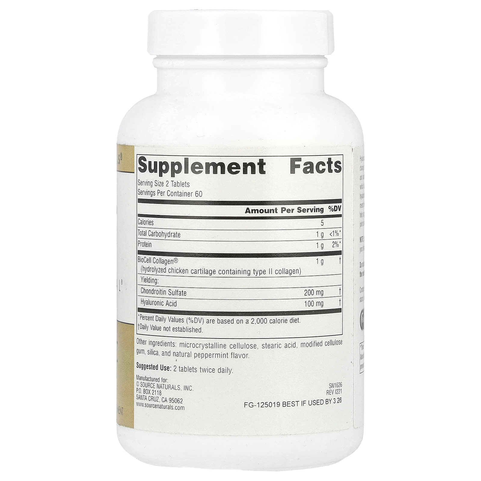 Source Naturals Skin Eternal, Hyaluronic Acid – 120 comprimés — photo 2 sur 2