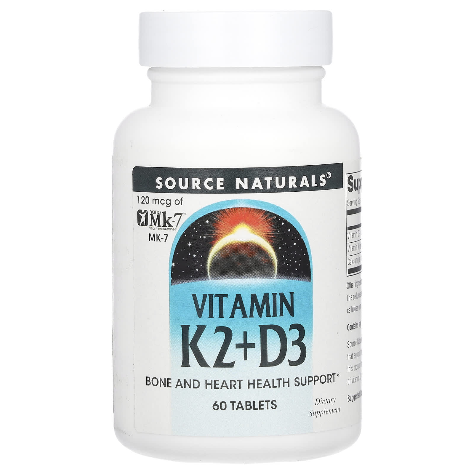 Source Naturals Vitamin K2 + D3 – 60 comprimés — Tunisie