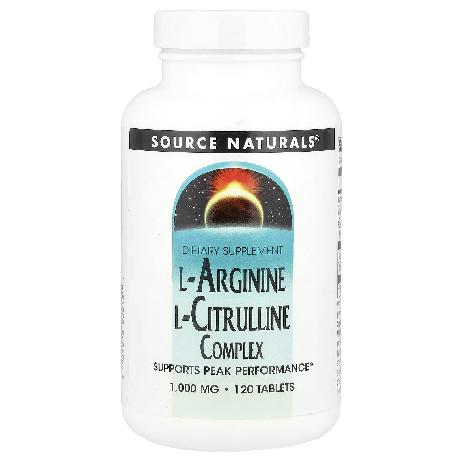 Source Naturals L-Arginine L-Citrulline Complex – 120 comprimés — Tunisie