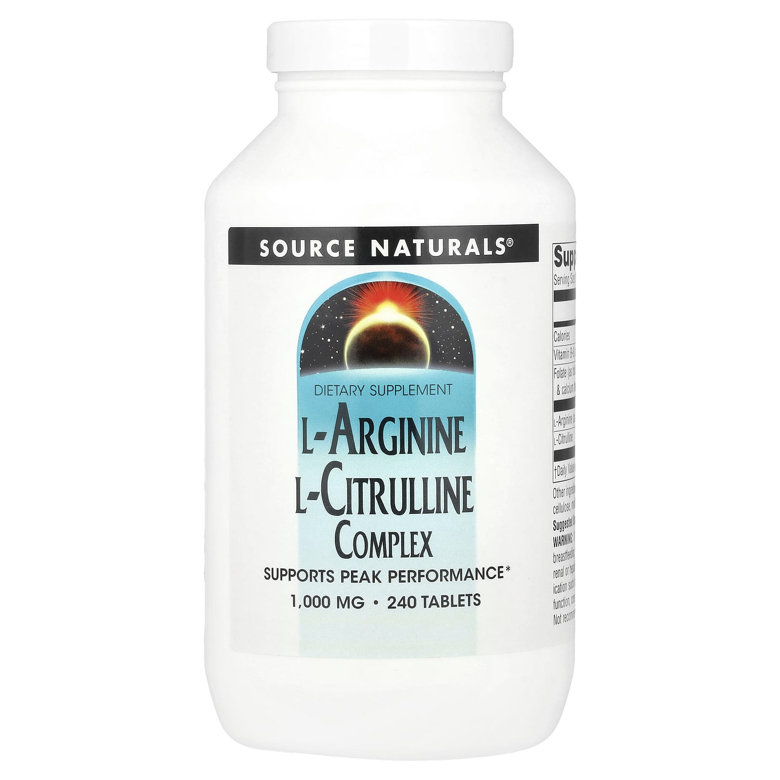 Source Naturals L-Arginine L-Citrulline Complex – 240 comprimés — Tunisie