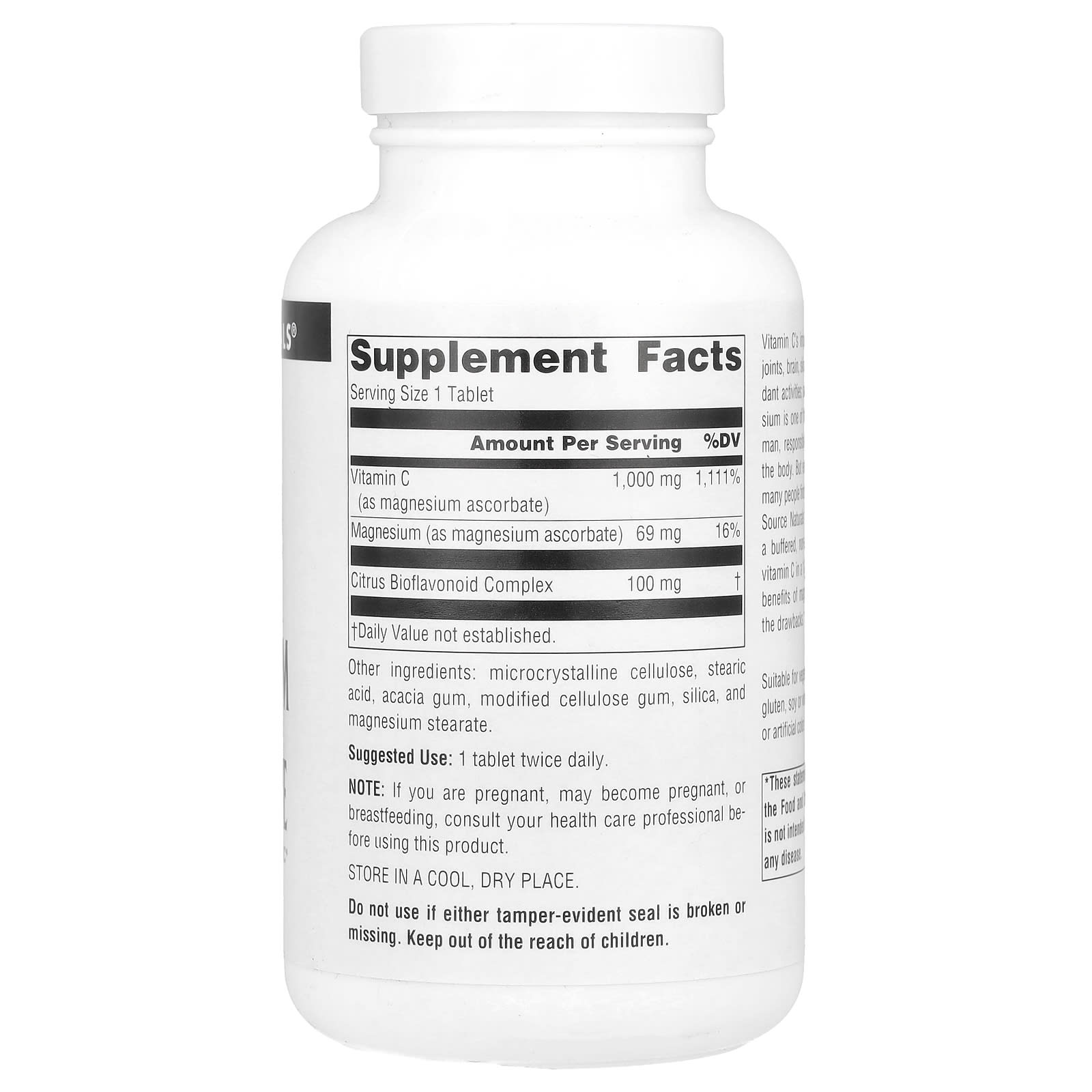 Source Naturals Magnesium Ascorbate – 120 comprimés — photo 2 sur 2