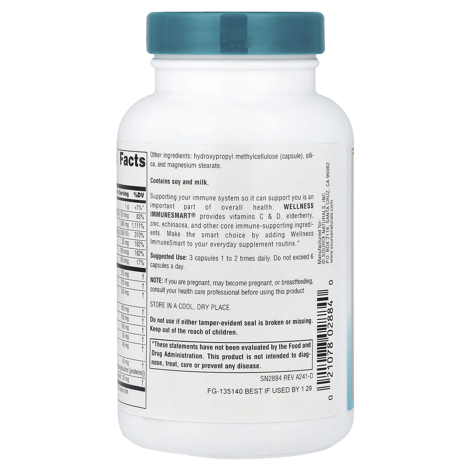 Source Naturals Wellness, ImmuneSmart – 90 gélules — étiquette 1