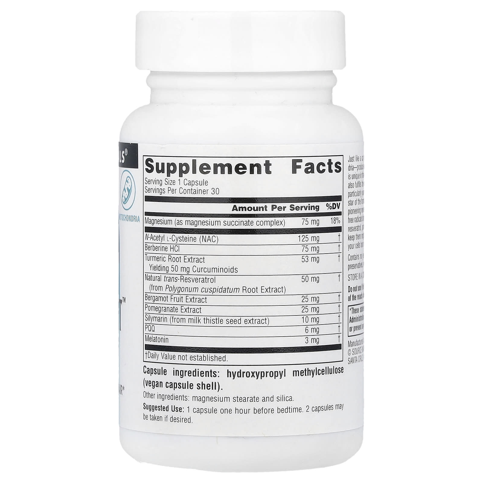Source Naturals MitoNight With Melatonin – 30 gélules — photo 2 sur 2