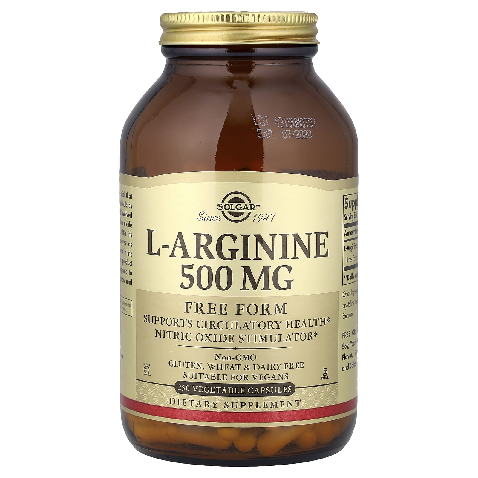 Solgar L-Arginine, Free Form – 500 mg — Tunisie