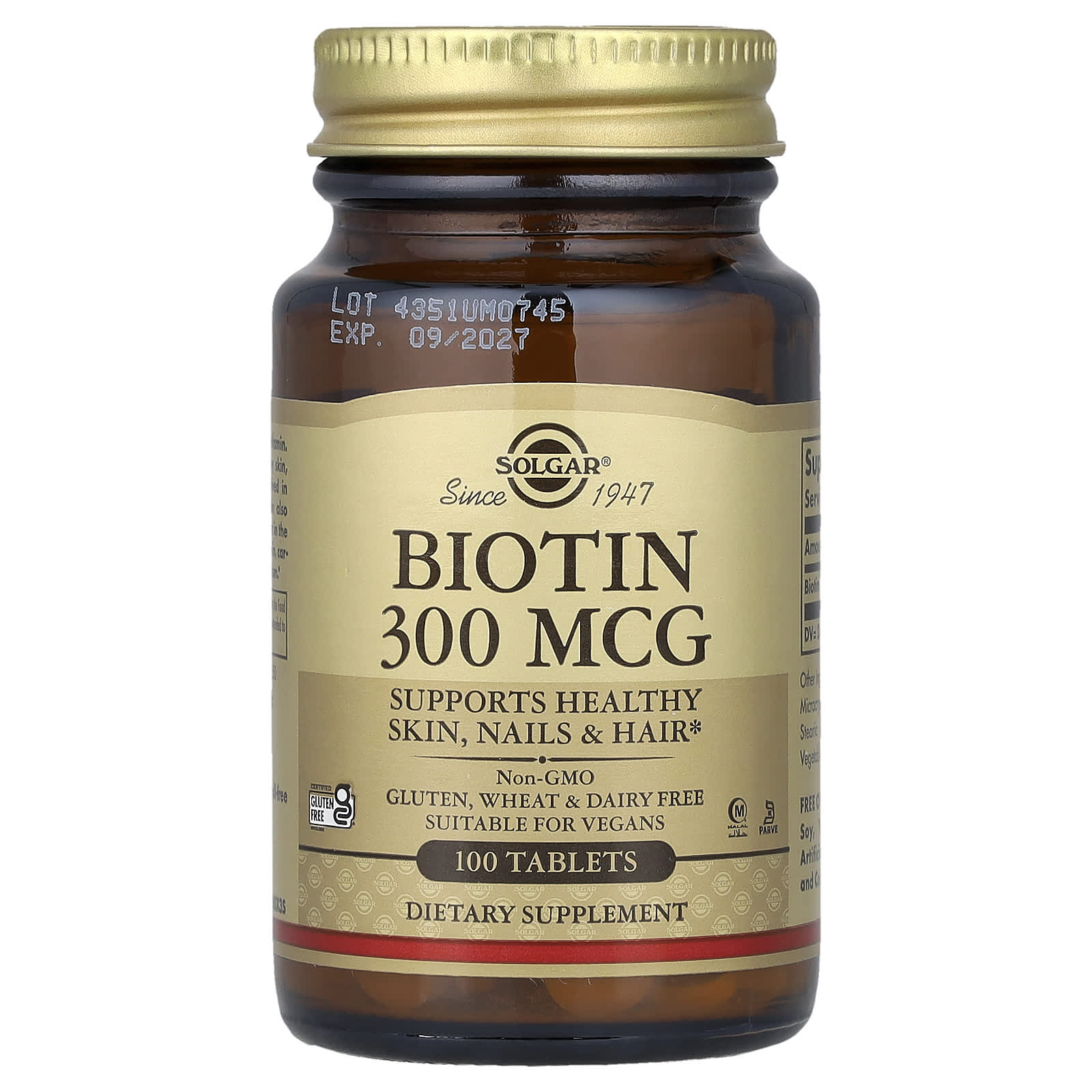 Solgar Biotin – 100 comprimés — Tunisie
