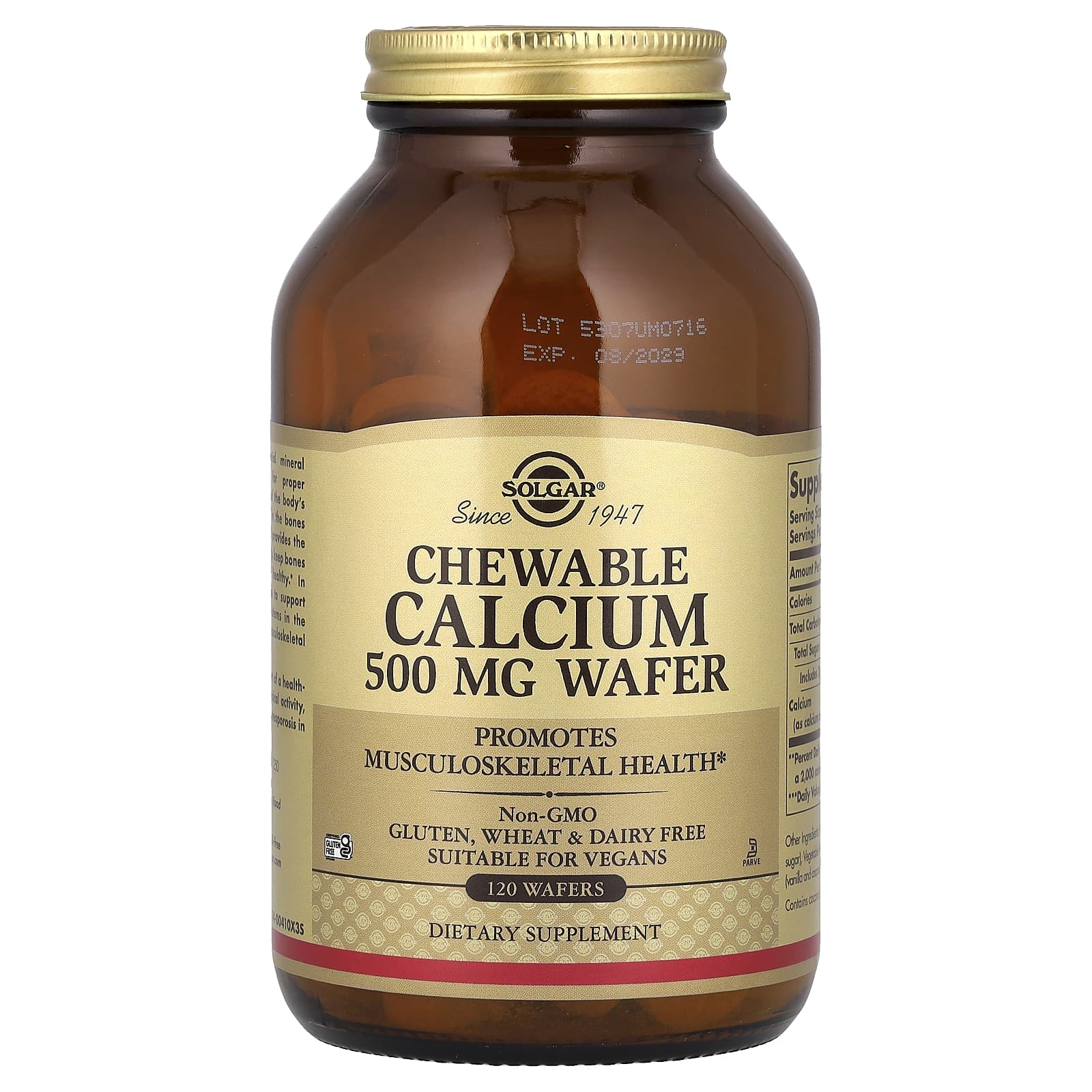 Solgar Chewable Calcium, 120 Wafers (500 mg per Wafer) — Tunisie