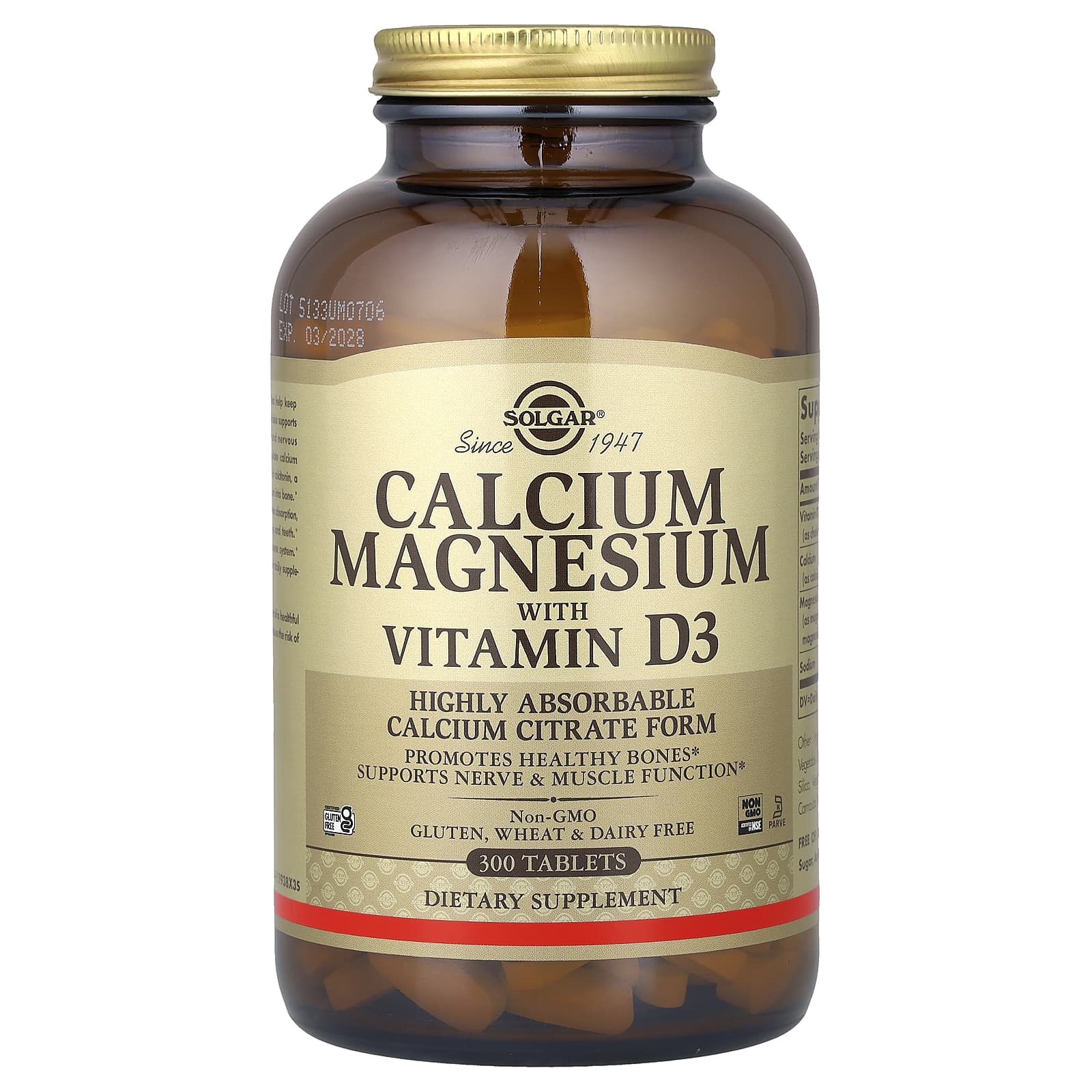 Solgar Calcium Magnesium with Vitamin D3 – 300 comprimés — Tunisie