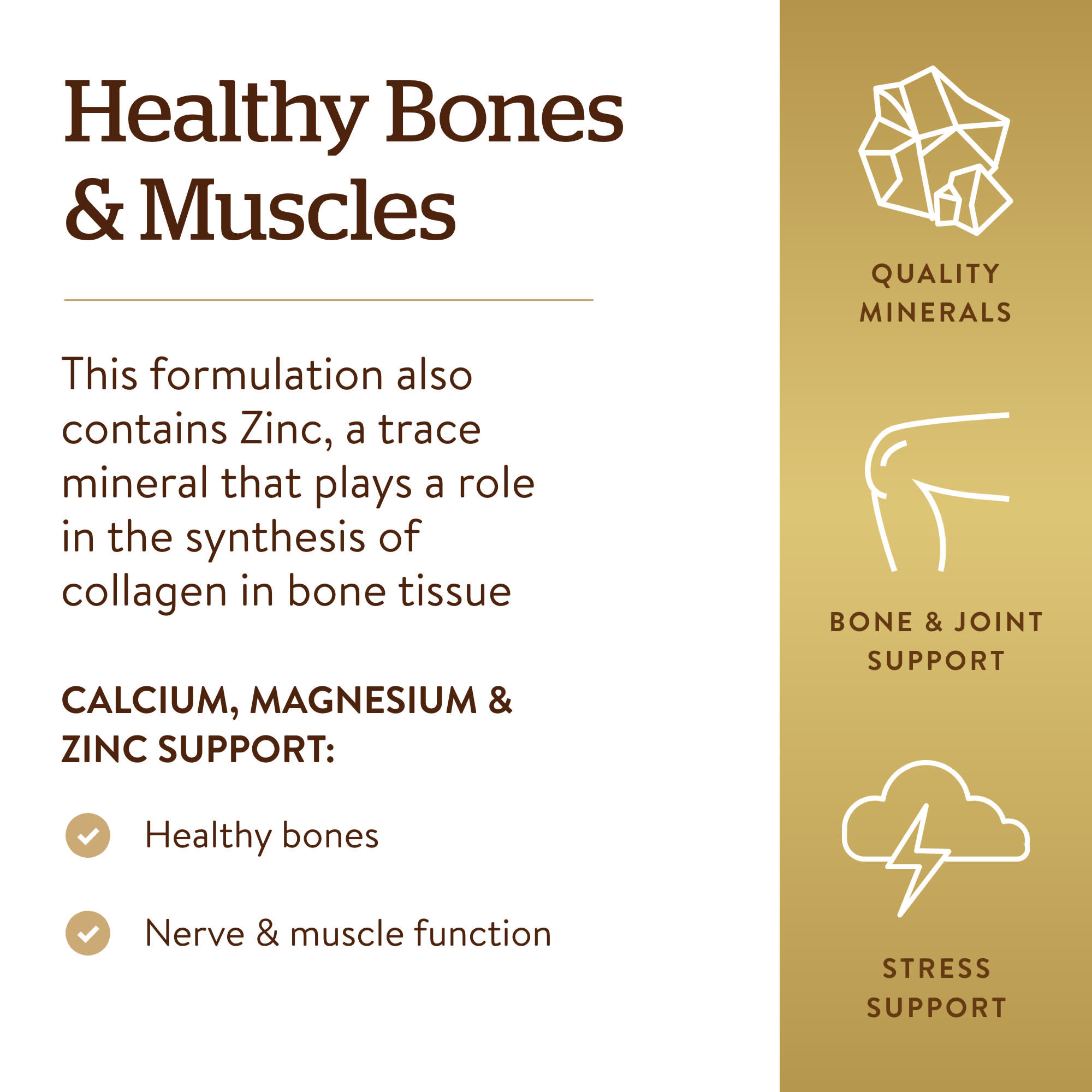 Solgar Calcium Magnesium Plus Zinc – 250 comprimés — étiquette 2