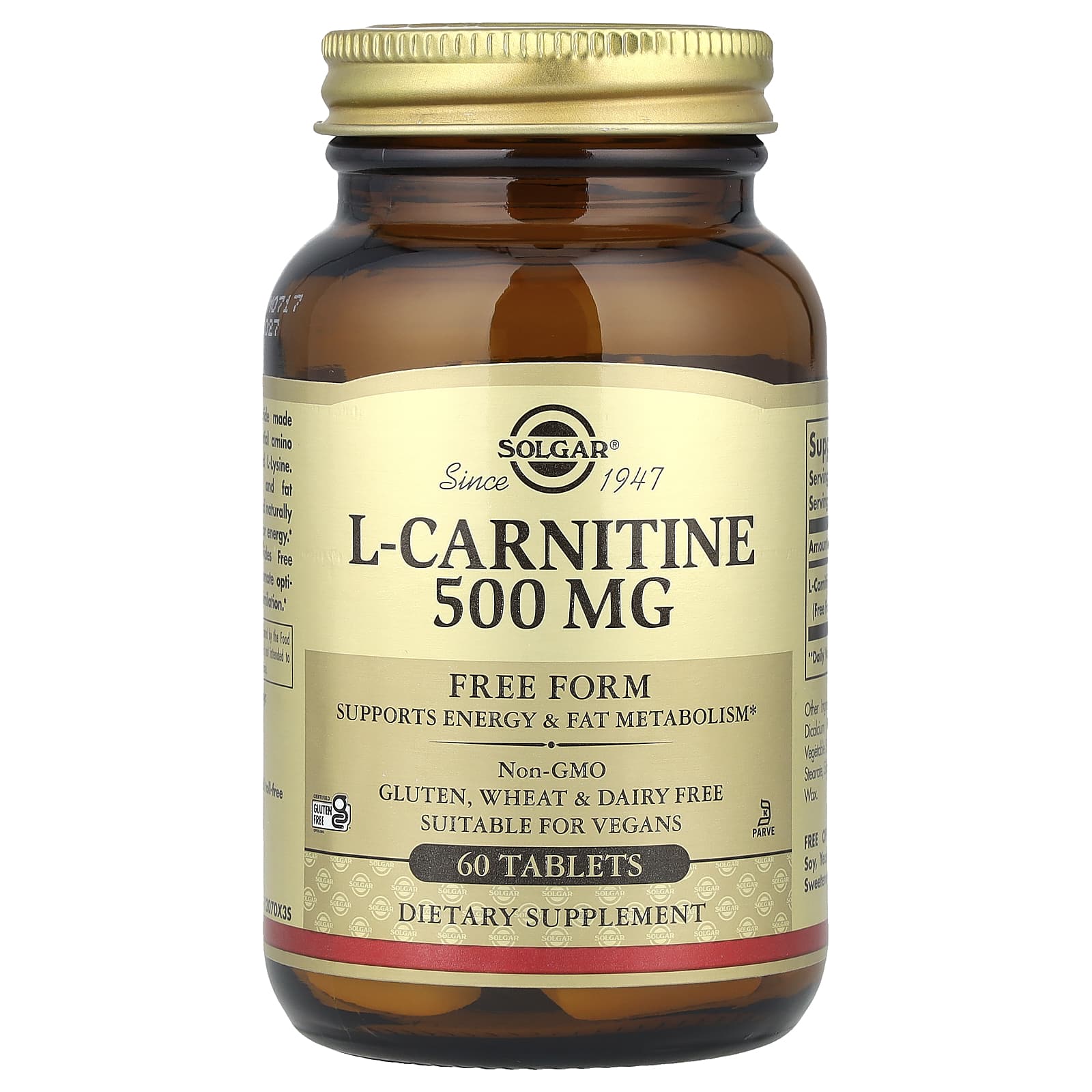Solgar L-Carnitine, Free Form – 60 comprimés — Tunisie