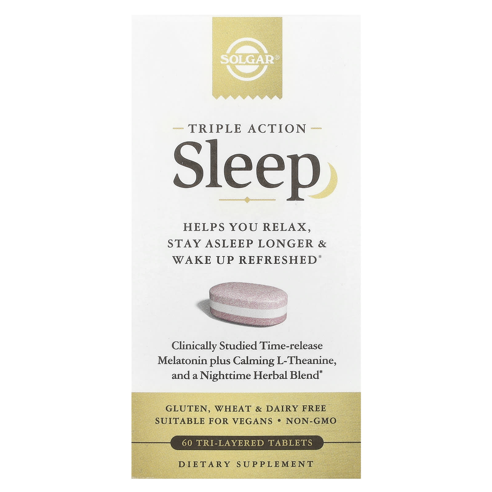 Solgar Sleep, Triple Action, 60 Tri-Layered Tablets — Tunisie