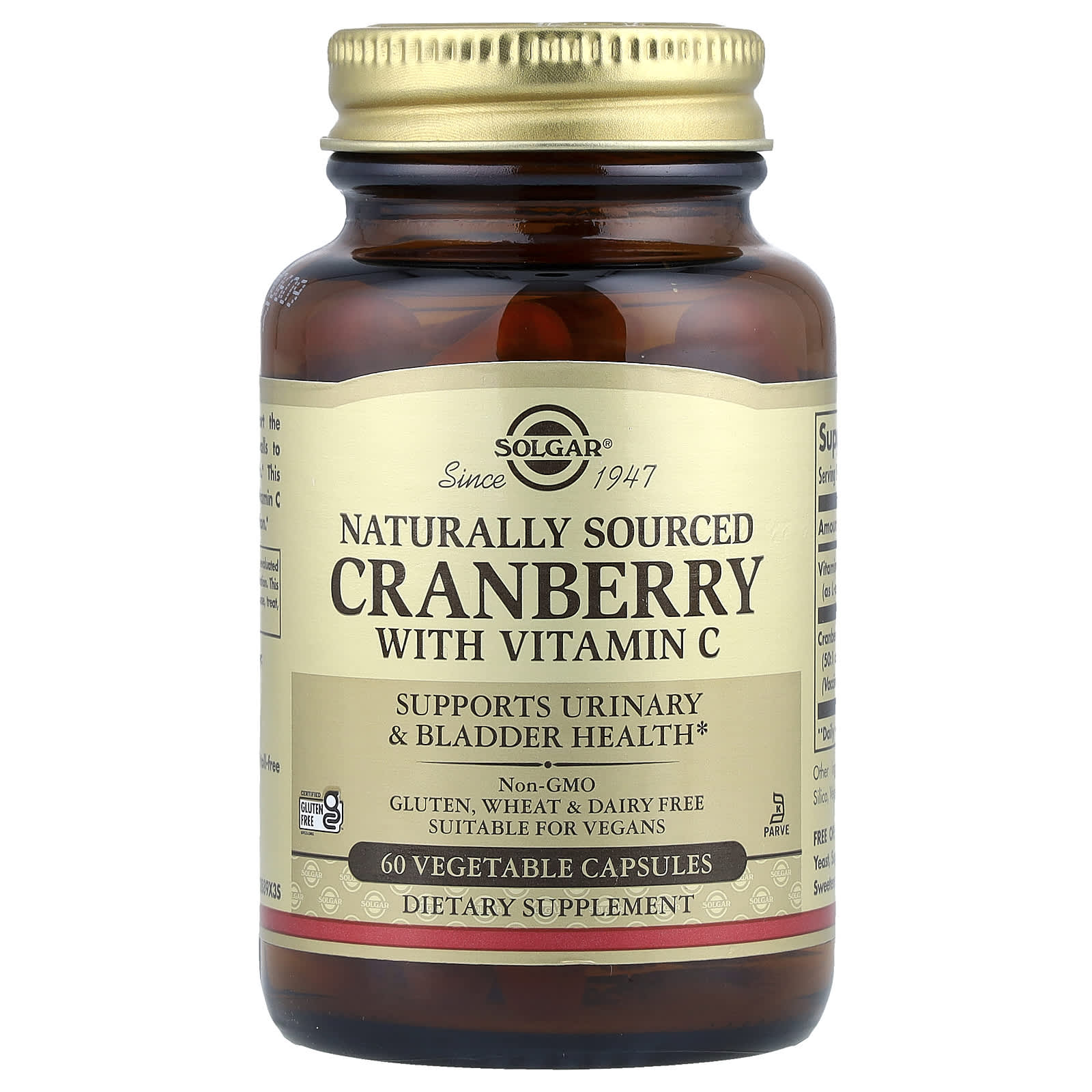 Solgar Cranberry with Vitamin C, Naturally Sourced, 60 Vegetable Capsules – Cranberry with Vitamin C — Tunisie