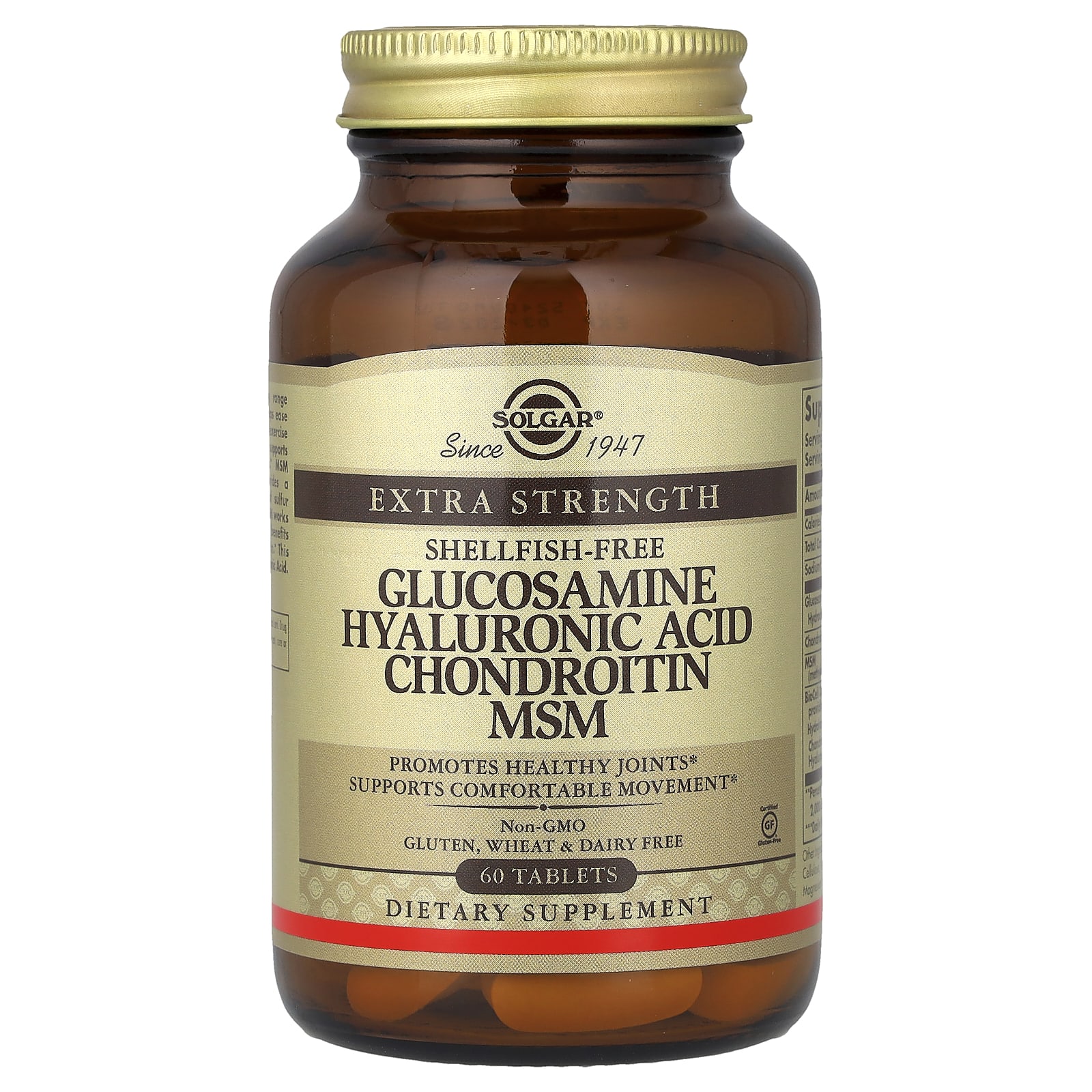 Solgar Glucosamine Hyaluronic Acid Chondroitin MSM – 60 comprimés — Tunisie
