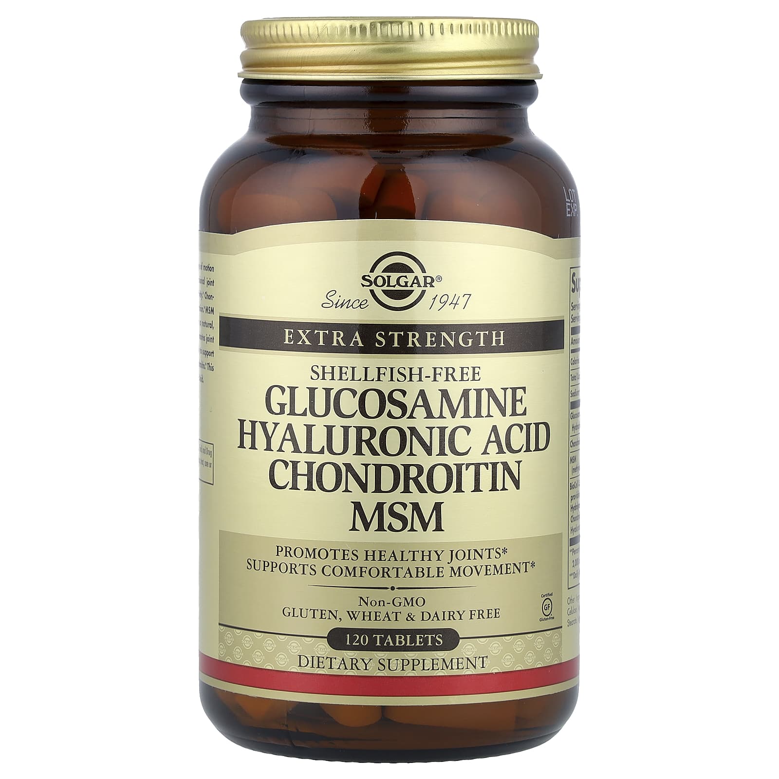 Solgar Glucosamine Hyaluronic Acid Chondroitin MSM – 120 comprimés — Tunisie