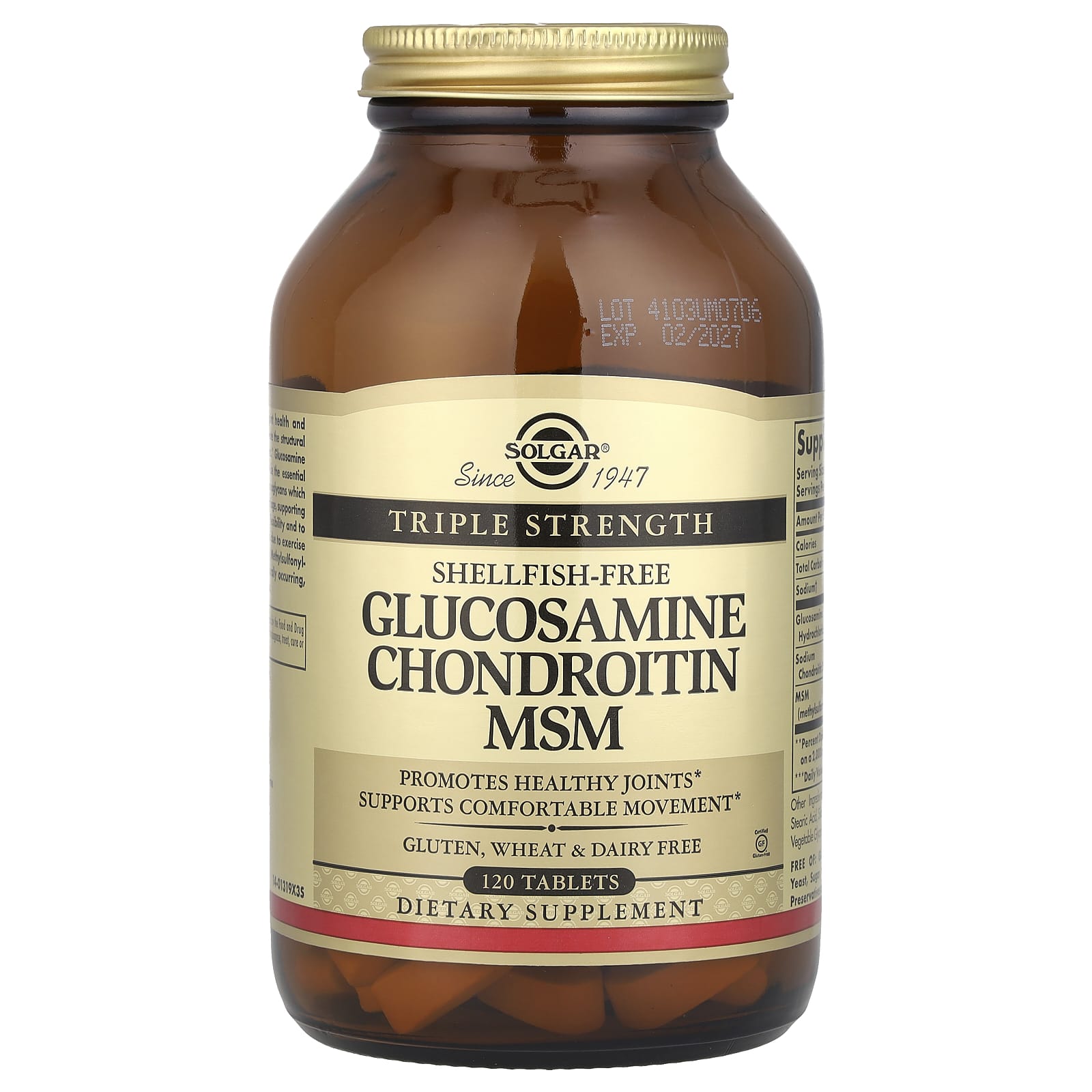 Solgar Glucosamine Chondroitin MSM, Triple Strength – 120 comprimés — Tunisie