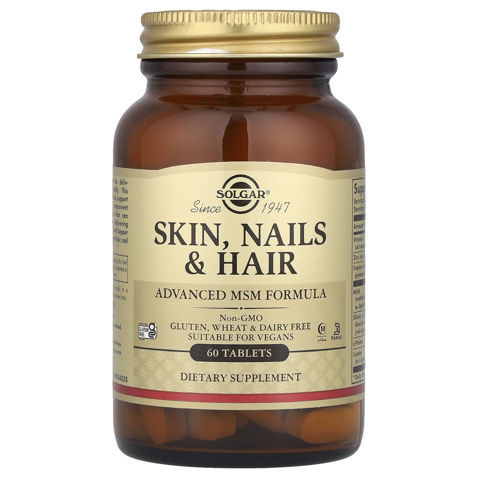 Solgar Skin, Nails & Hair, Advanced MSM Formula – 60 comprimés — Tunisie