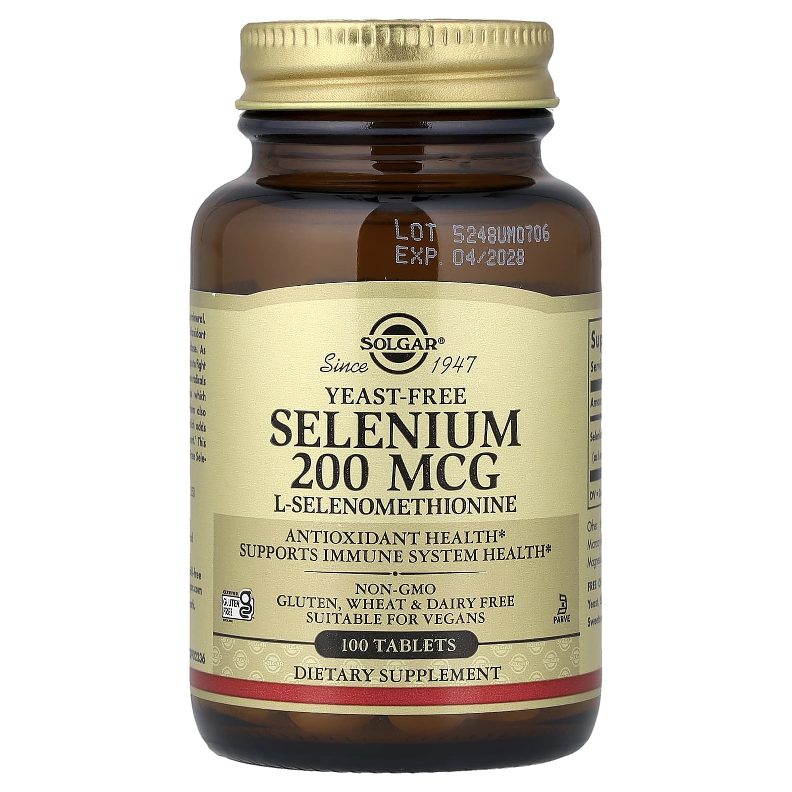 Solgar Selenium, Yeast-Free – 200 µg – 100 comprimés — Tunisie
