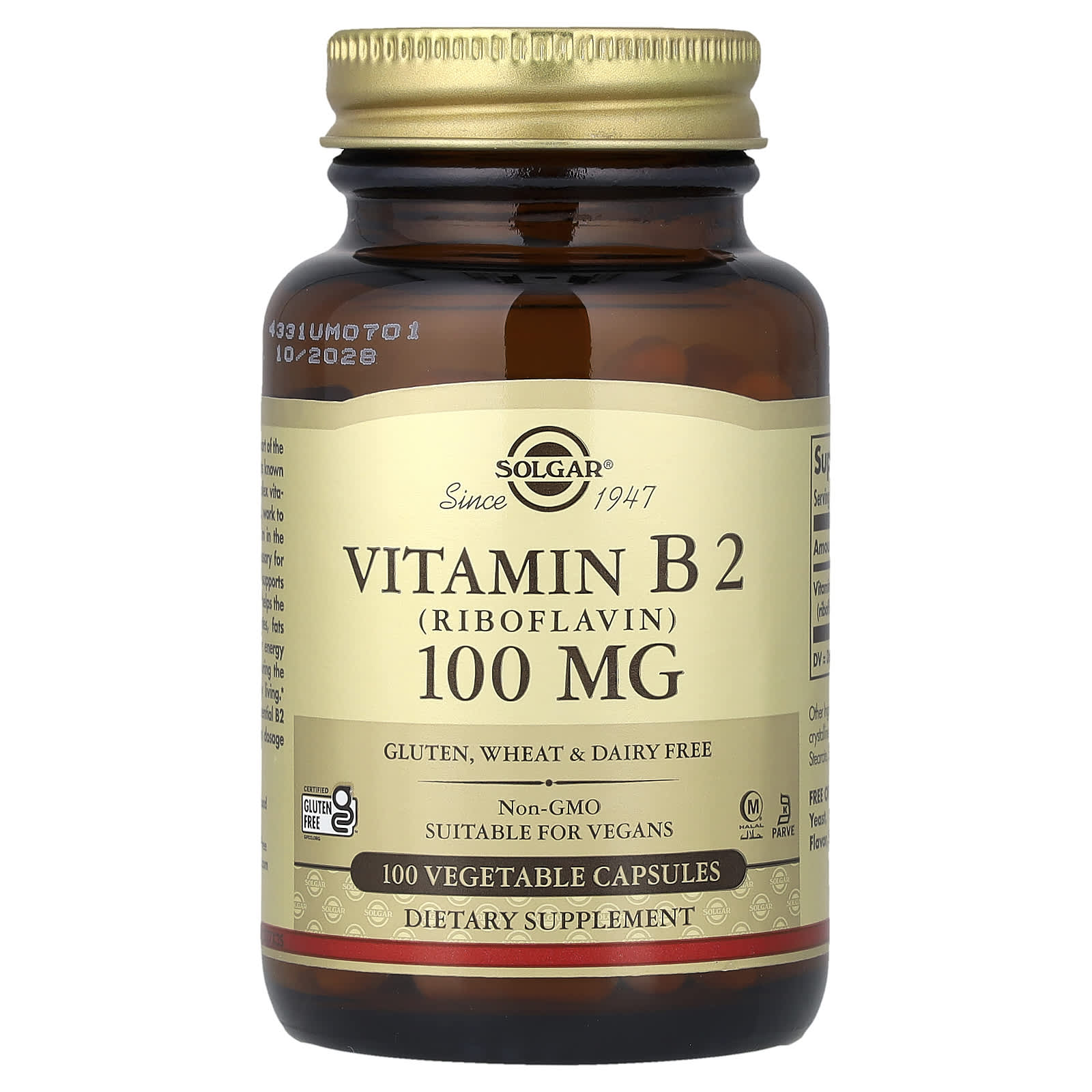 Solgar Vitamin B2 (Riboflavin) – 100 mg — Tunisie