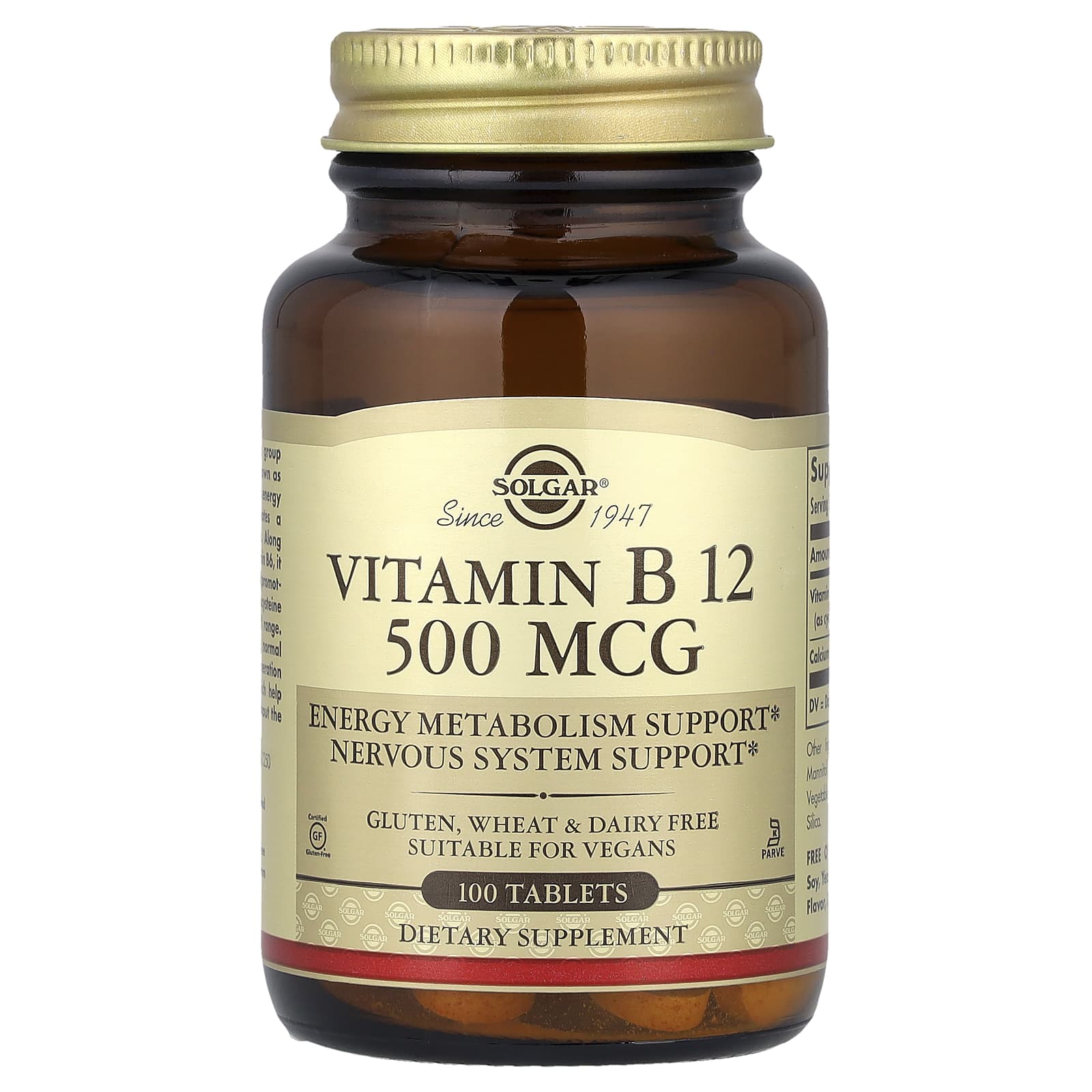 Solgar Vitamin B12 – 500 µg – 100 comprimés — Tunisie