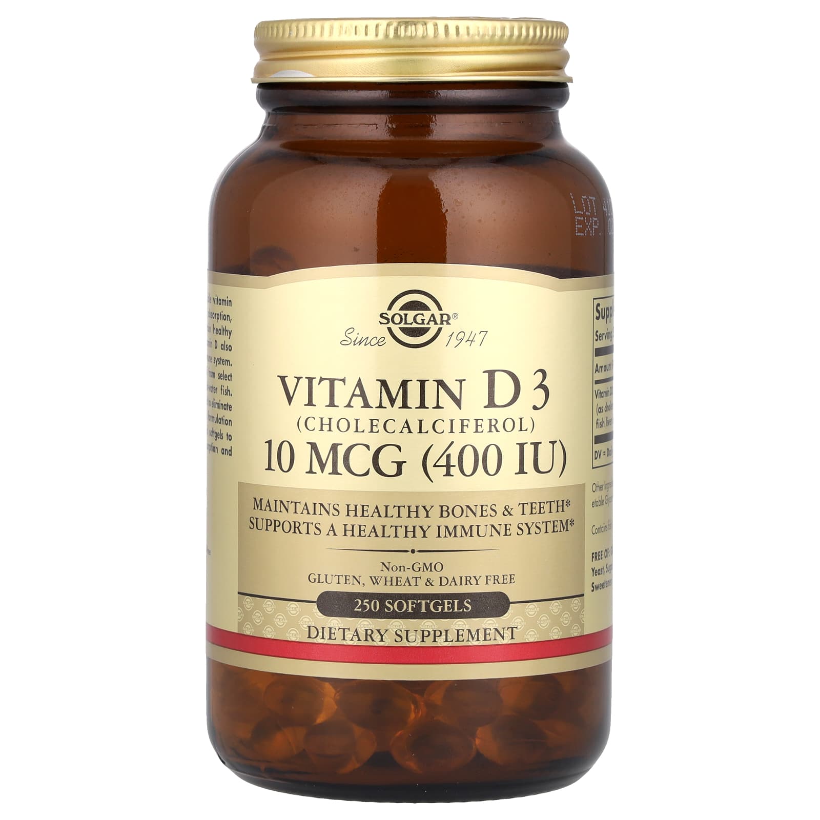 Solgar Vitamin D3 – 10 µg – 250 capsules molles — Tunisie