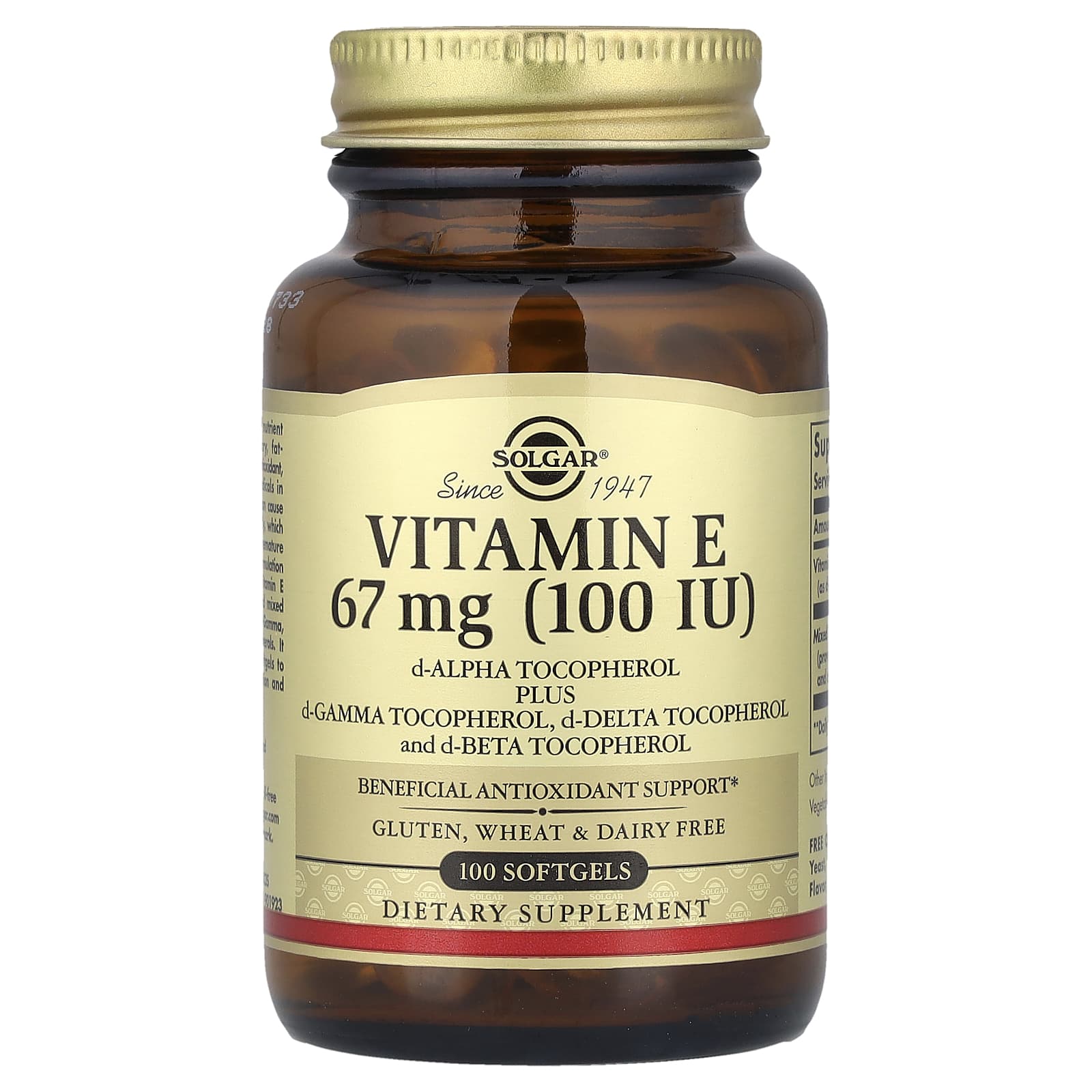 Solgar Vitamin E – 67 mg – 100 capsules molles — Tunisie