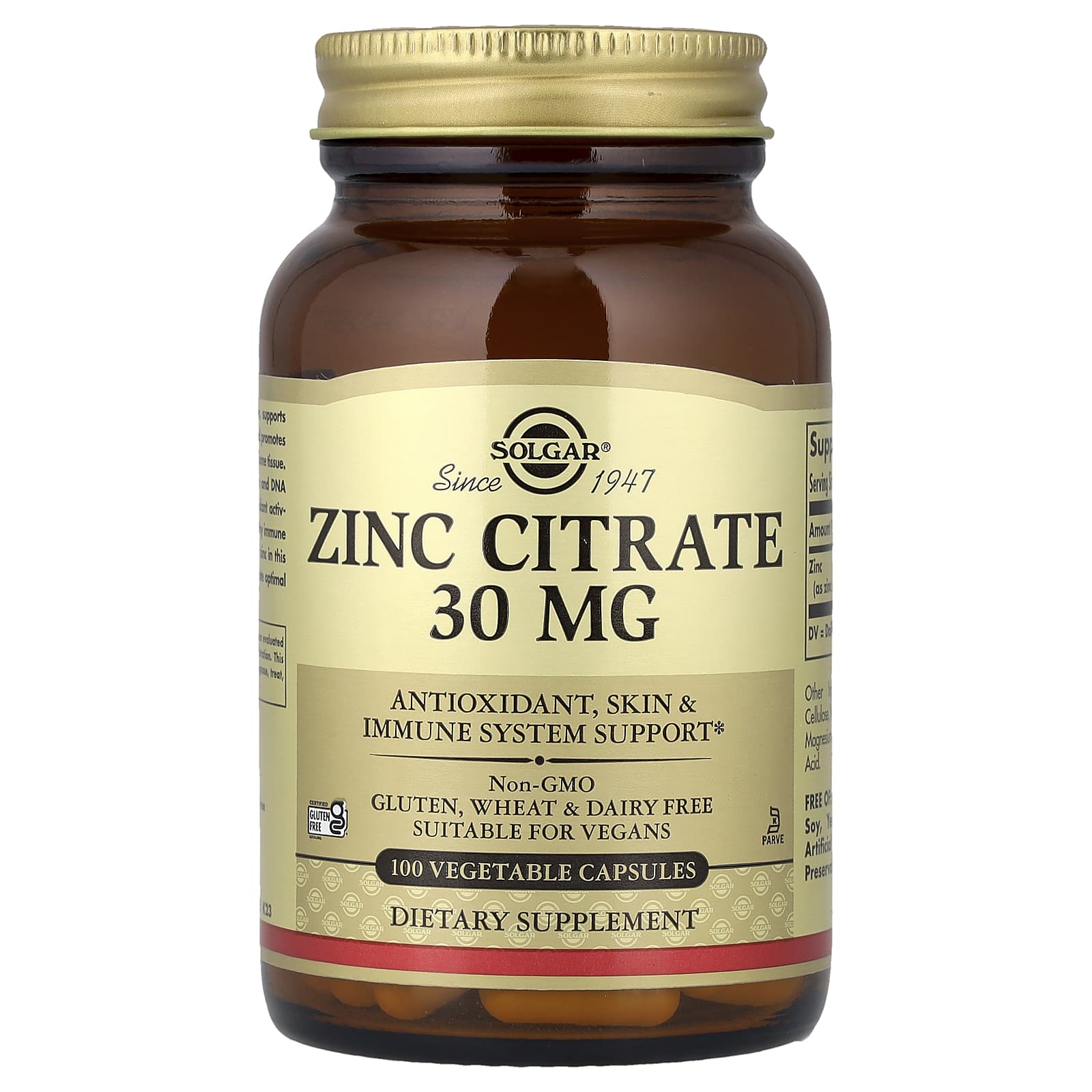 Solgar Zinc Citrate – 30 mg — Tunisie