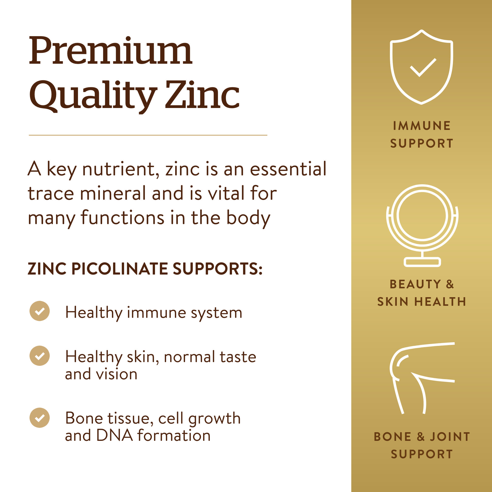 Solgar Zinc Picolinate – 100 comprimés — étiquette 2