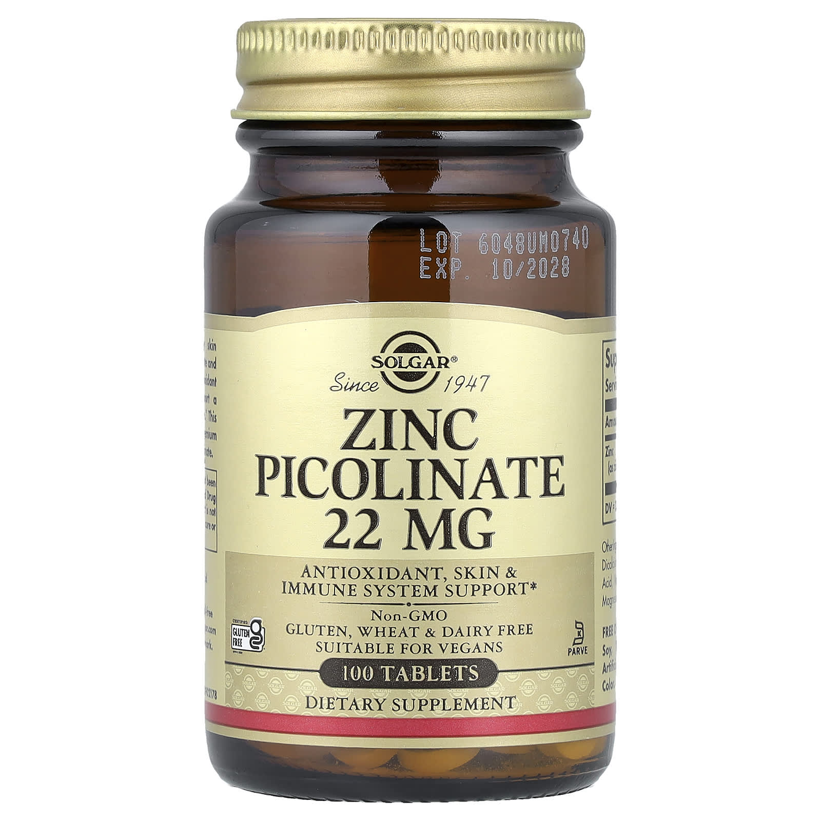 Solgar Zinc Picolinate – 100 comprimés — Tunisie
