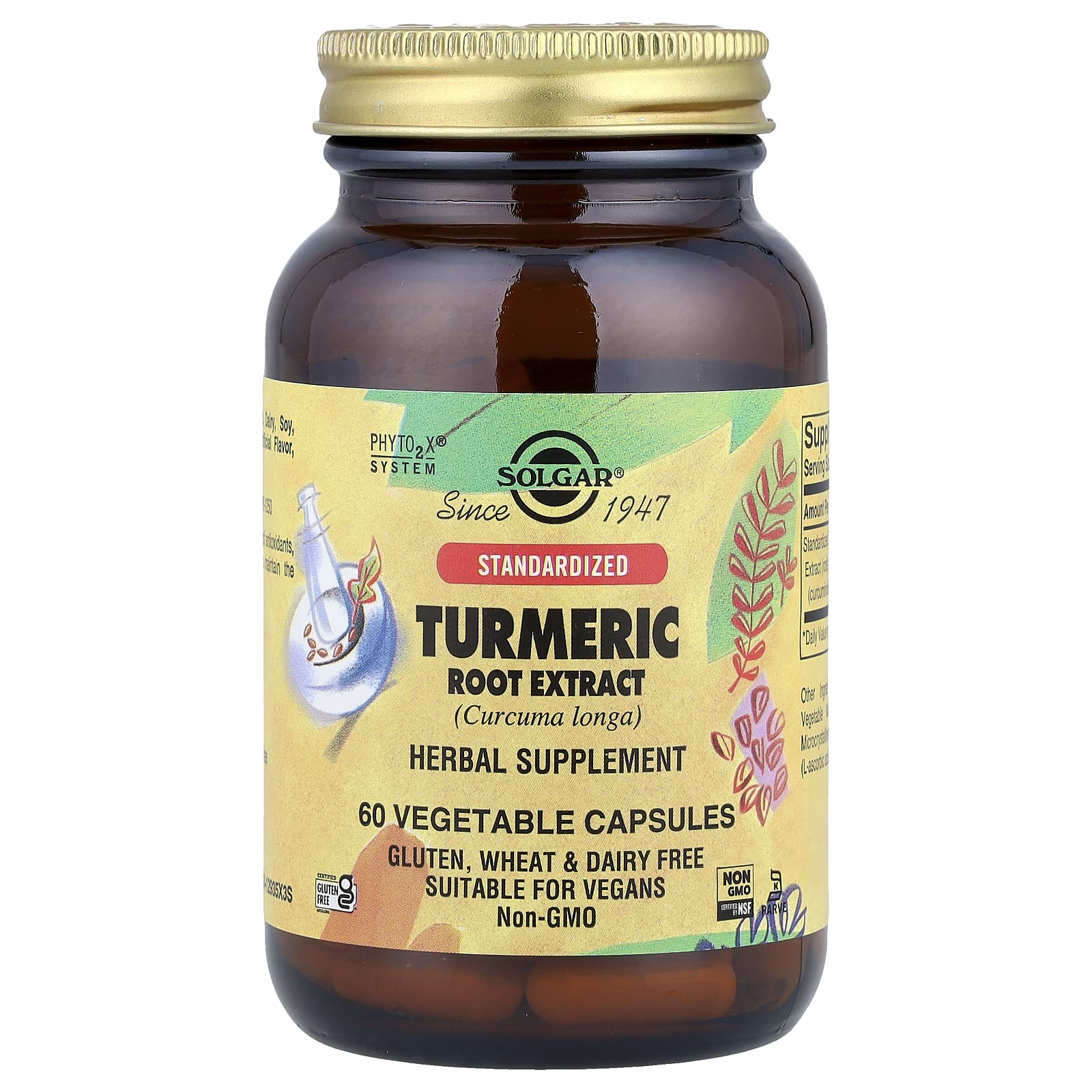 Solgar Turmeric Root Extract, 60 Vegetable Capsules (400 mg per Capsule) — Tunisie
