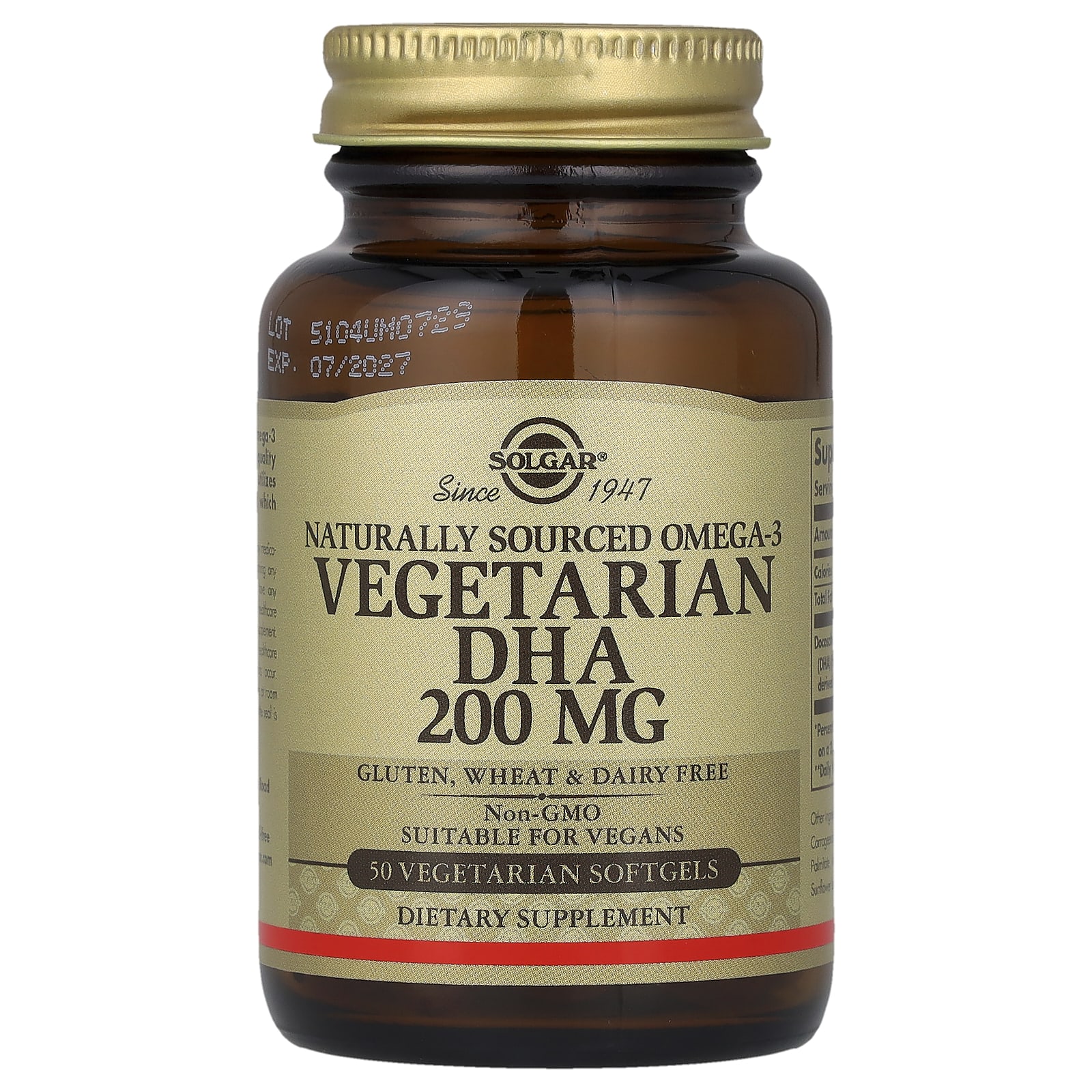 Solgar Naturally Sourced Omega-3, Vegetarian DHA – 200 mg — Tunisie