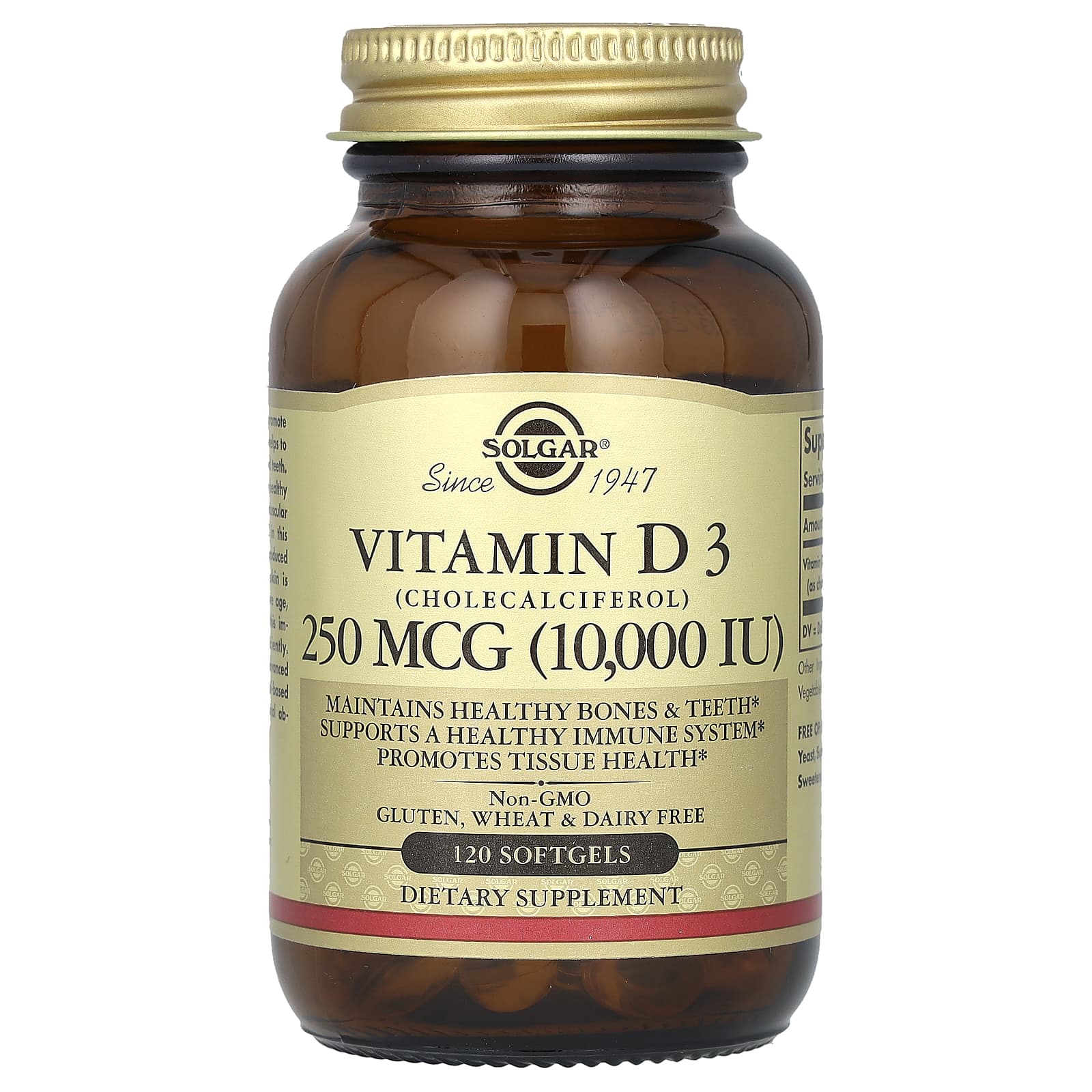Solgar Vitamin D3 (Cholecalciferol) – 120 capsules molles — Tunisie