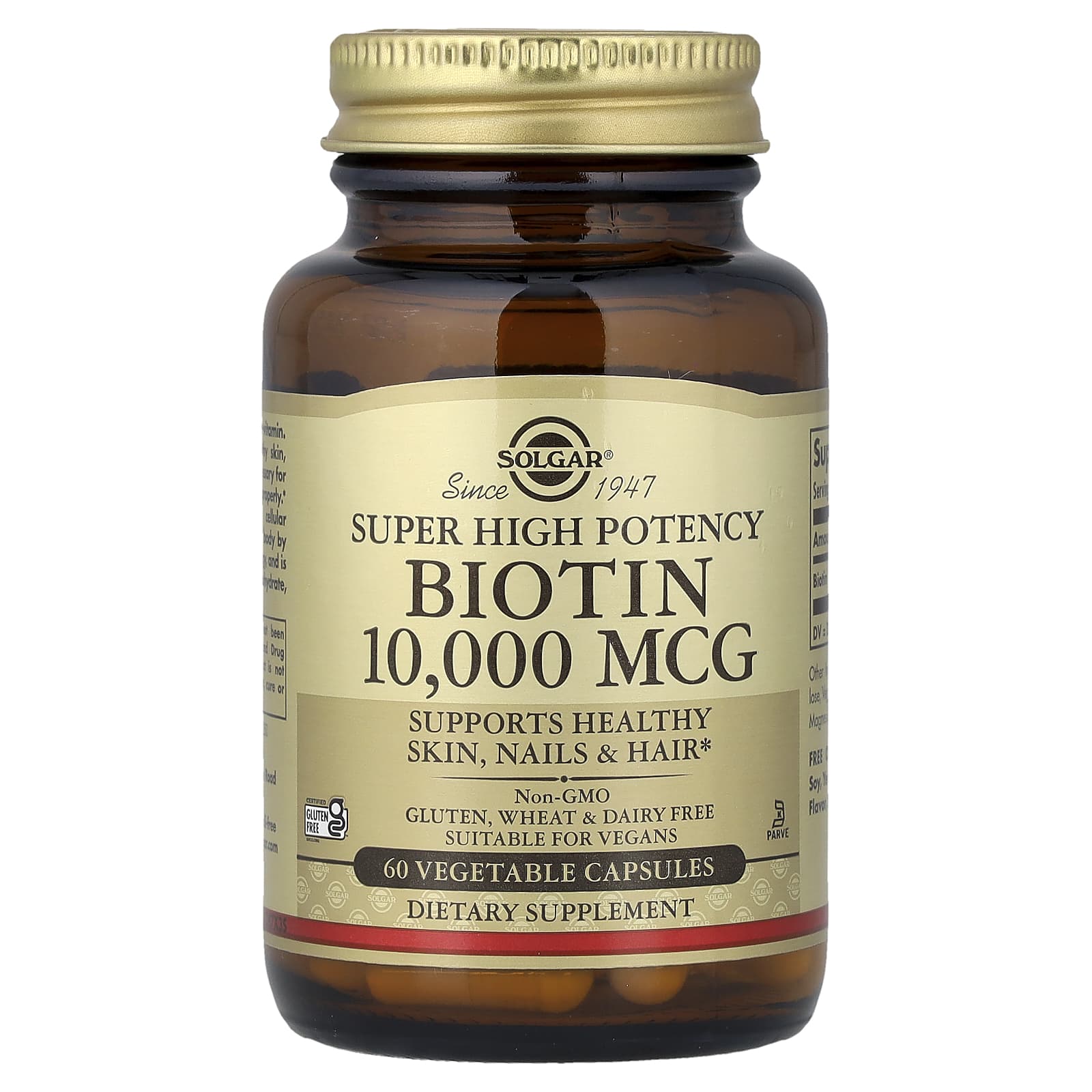 Solgar Biotin, Super High Potency – 60 gélules végétales – 10000 µg — Tunisie