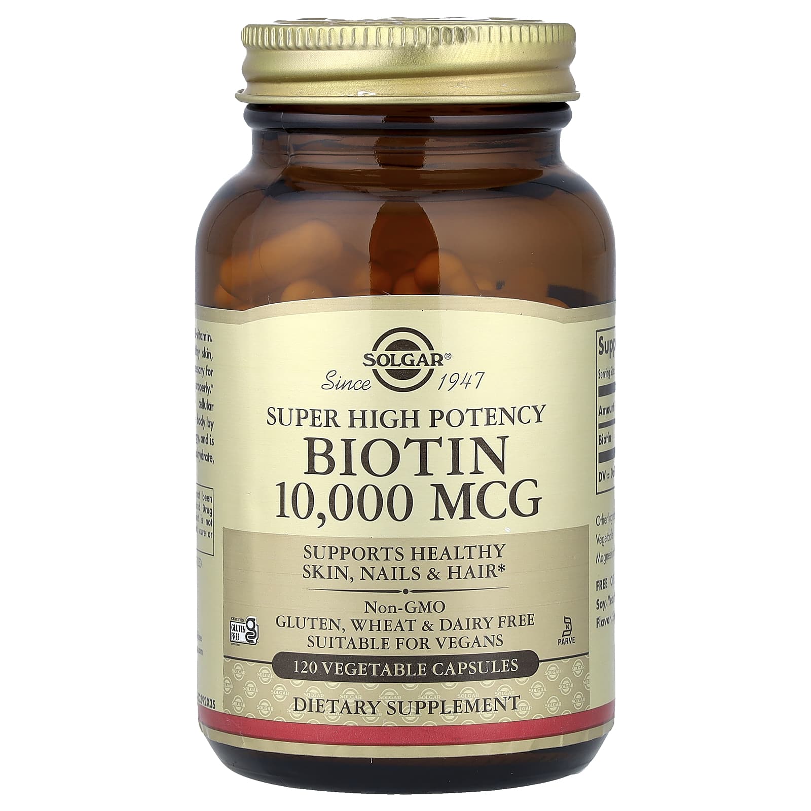 Solgar Biotin, Super High Potency – 120 gélules végétales – 10000 µg — Tunisie