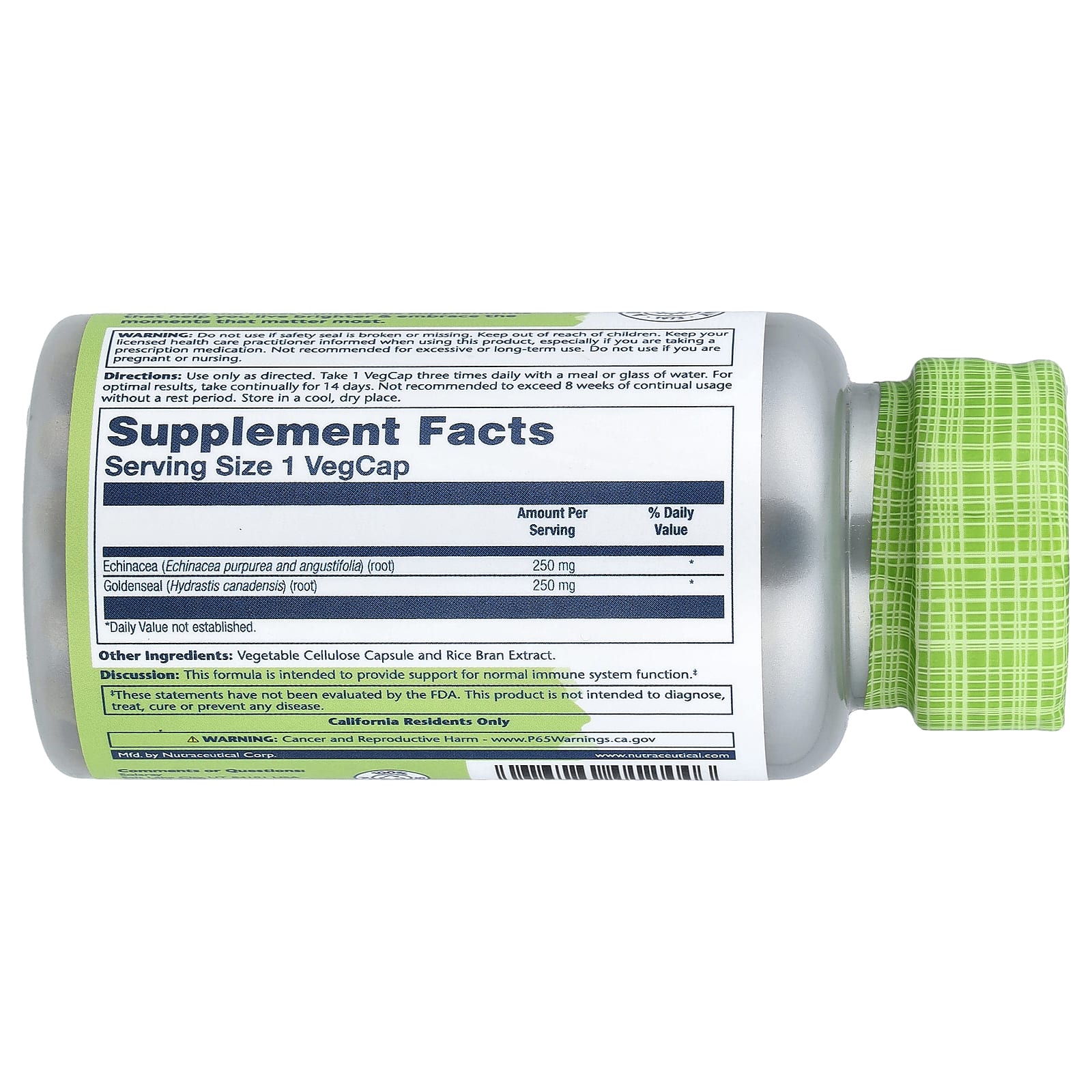 Solaray True Herbs, Echinacea Goldenseal, 100 VegCaps — photo 2 sur 2