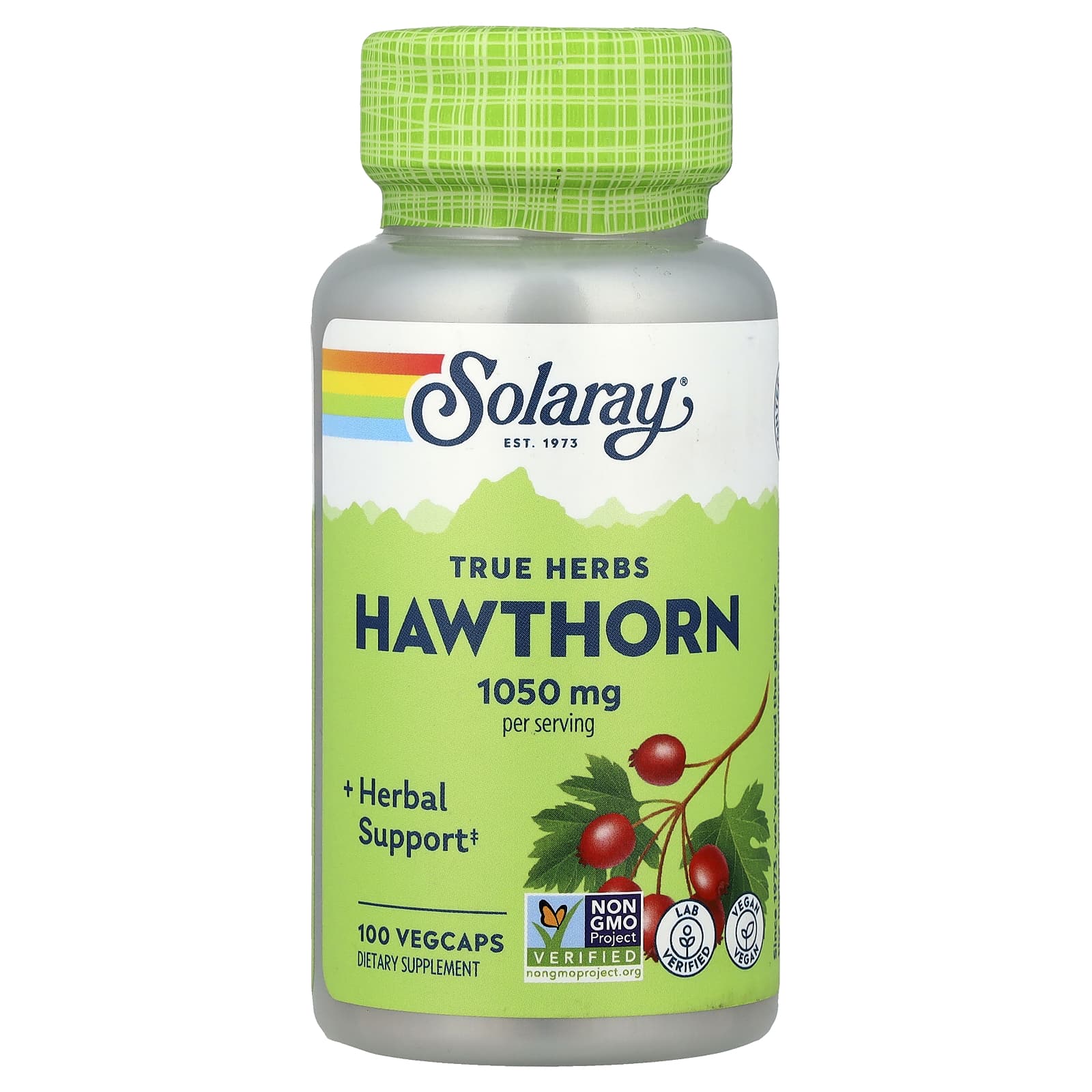 Solaray True Herbs, Hawthorn, 100 VegCaps (525 mg per Capsule) — Tunisie