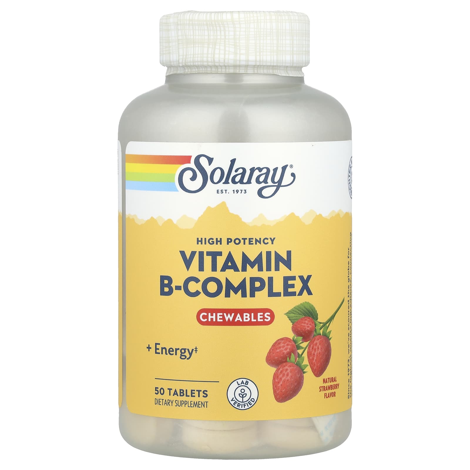 Solaray High Potency Vitamin B-Complex Chewables – Natural Strawberry – 50 comprimés — Tunisie