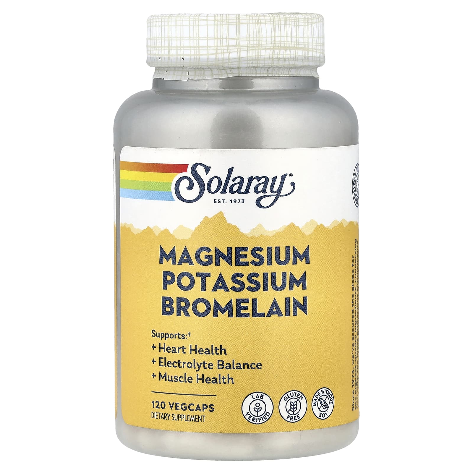 Solaray Magnesium Potassium Bromelain, 120 VegCaps — Tunisie