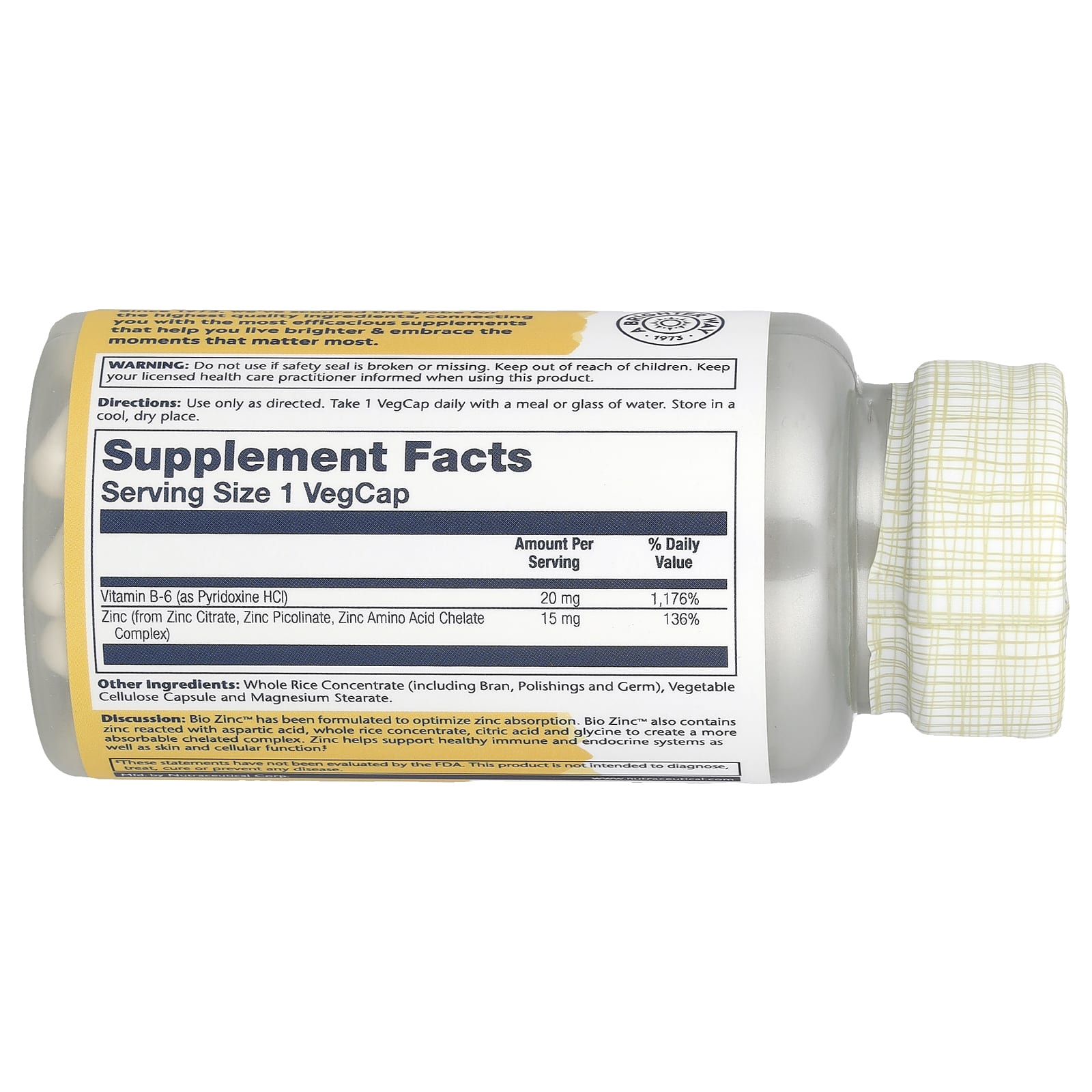 Solaray Bio Zinc – 15 mg — photo 2 sur 2