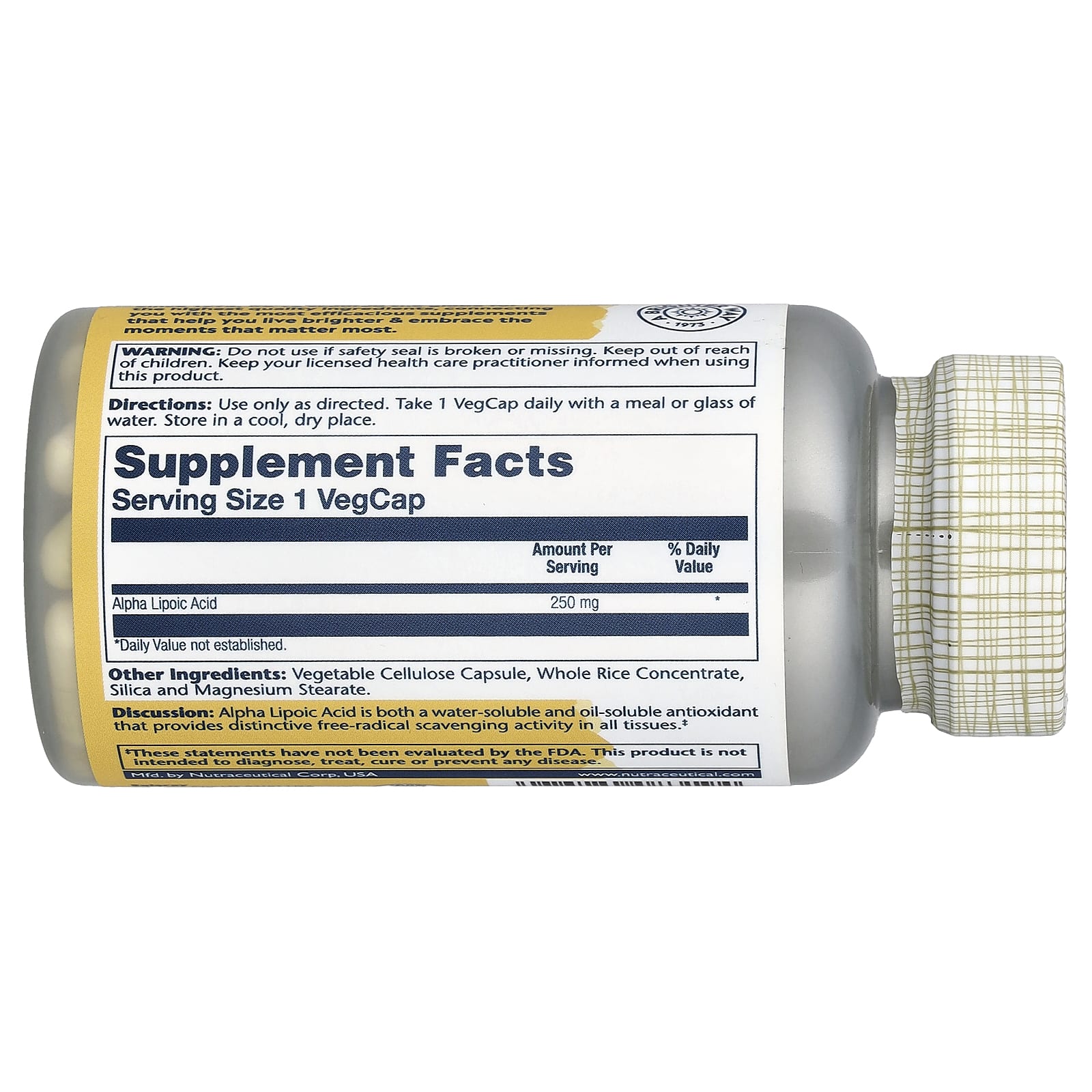 Solaray Alpha Lipoic Acid – 250 mg — photo 2 sur 2