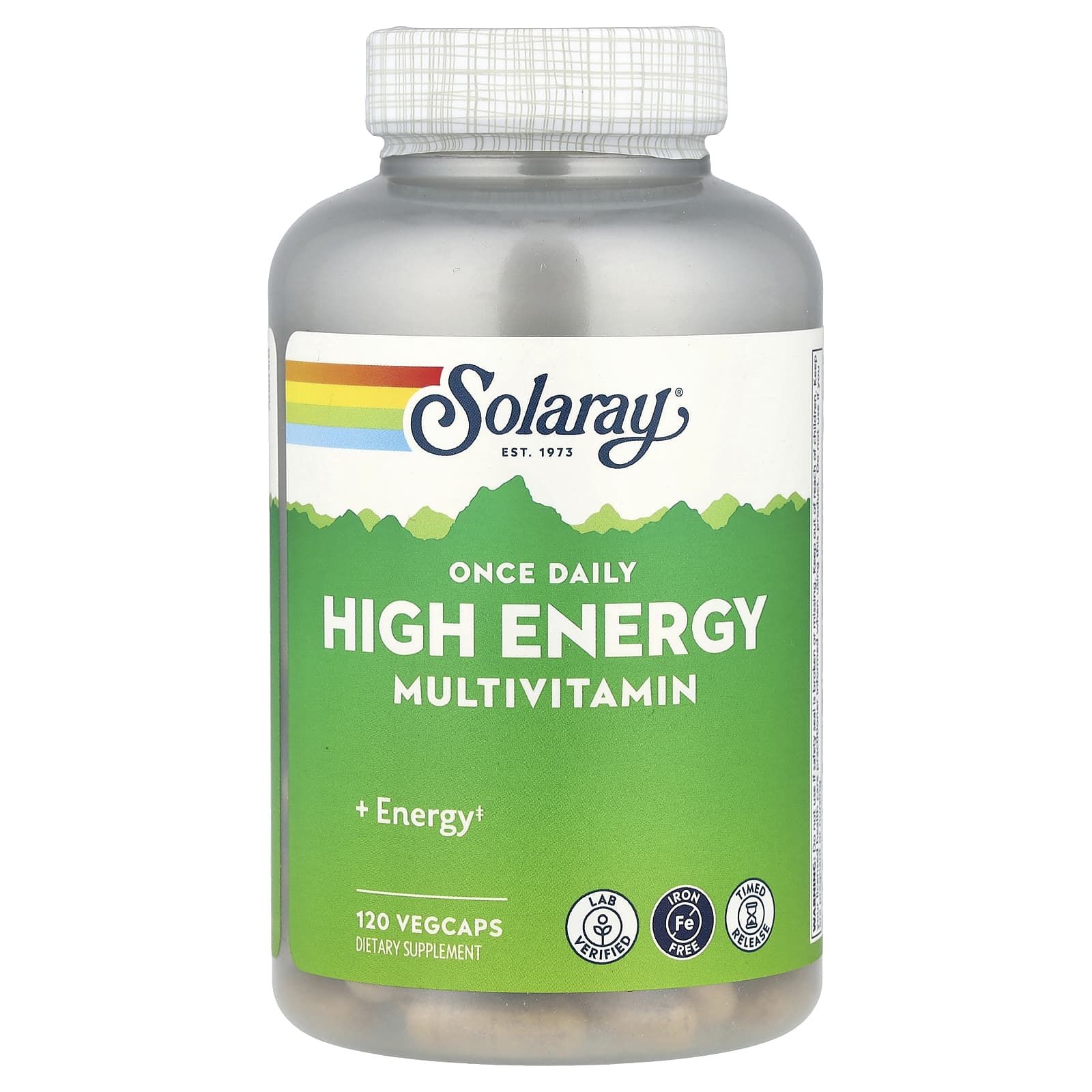 Solaray Once Daily High Energy Multivitamin, Iron Free, 120 VegCaps — Tunisie
