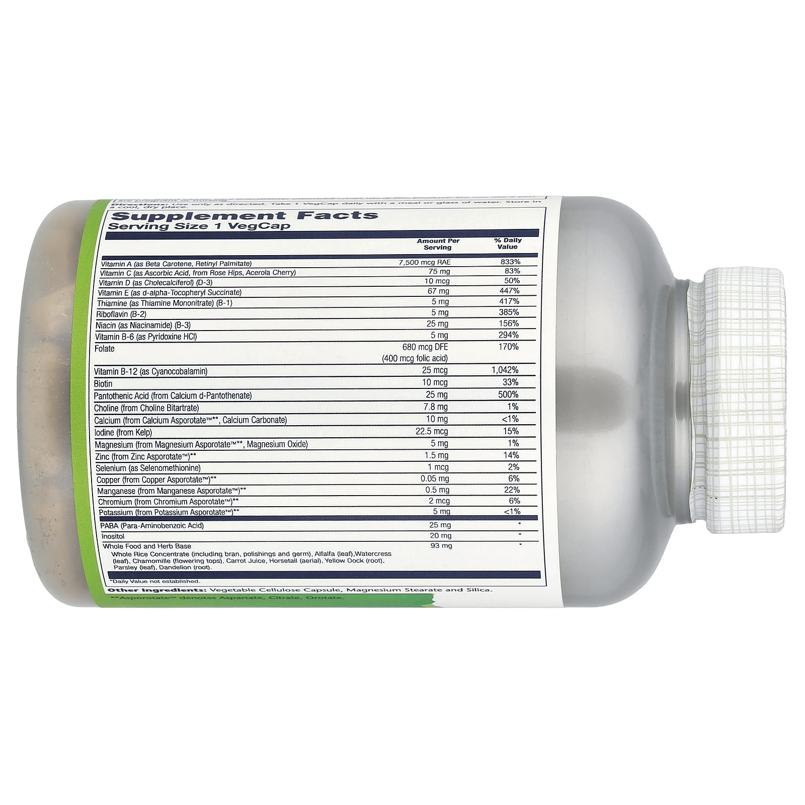 Solaray Once Daily High Energy Multivitamin, Iron Free, 120 VegCaps — photo 2 sur 2