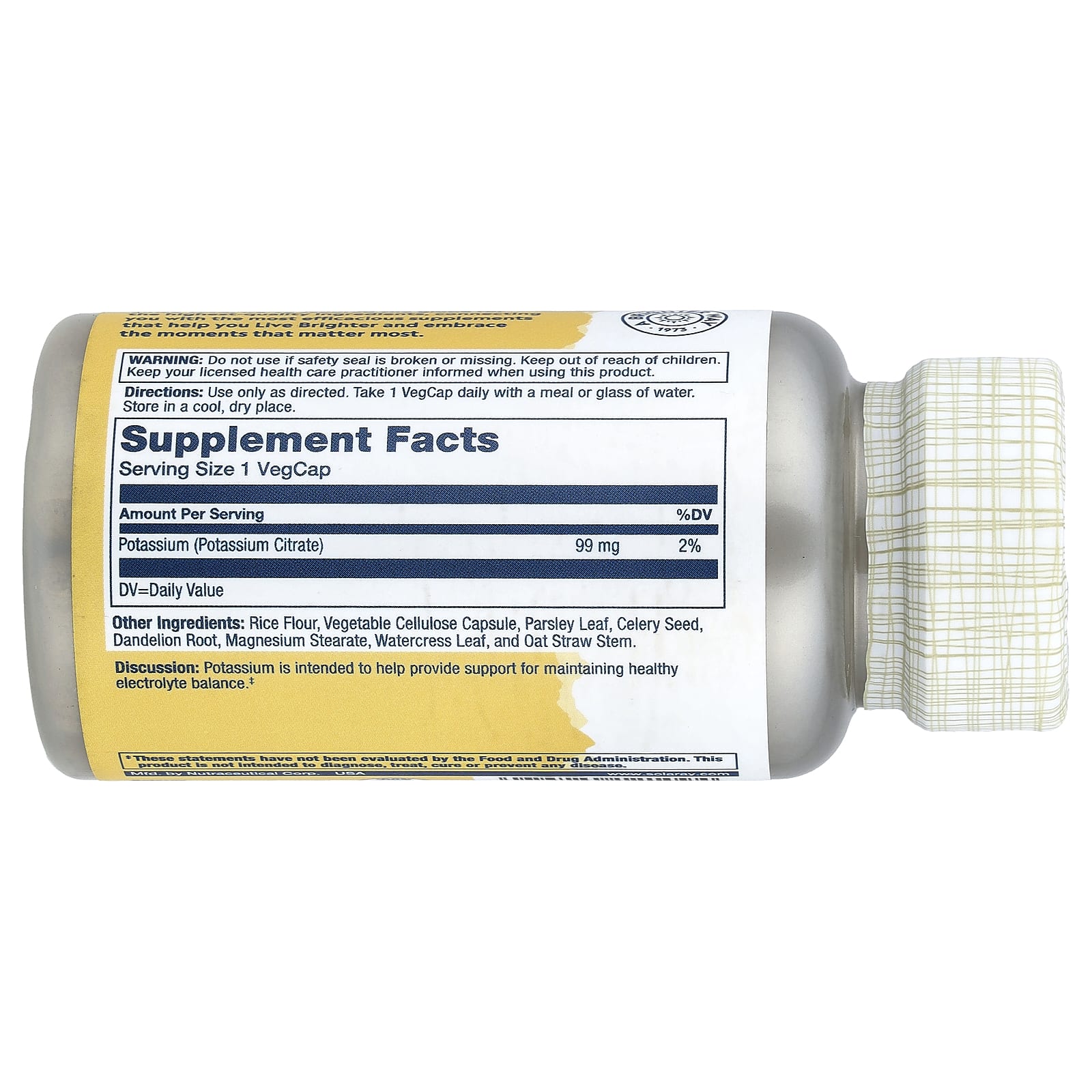 Solaray Potassium Citrate – 99 mg — photo 2 sur 2