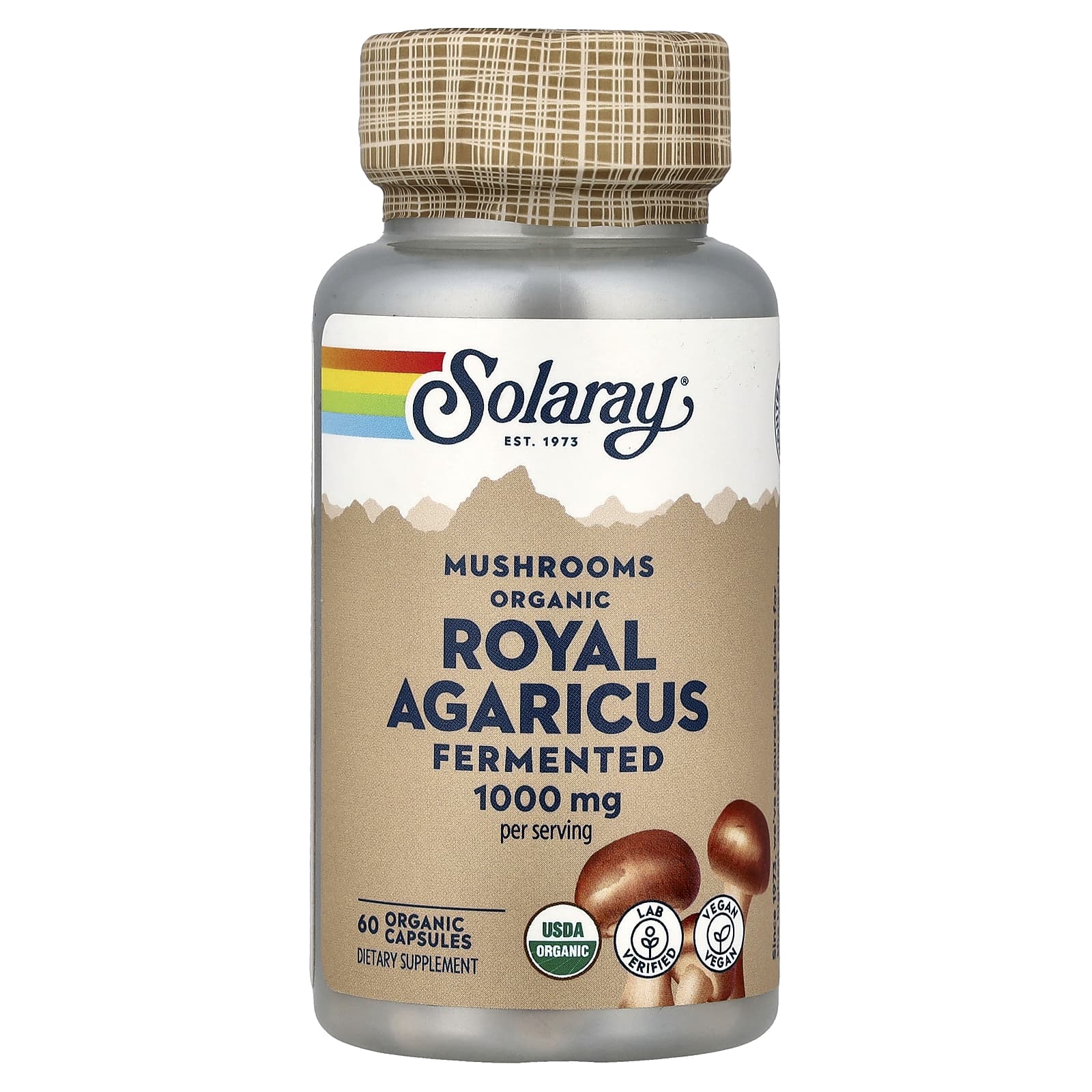 Solaray Fermented Organic Royal Agaricus, Mushrooms, 60 Organic Capsules (500 mg per Capsule) — Tunisie
