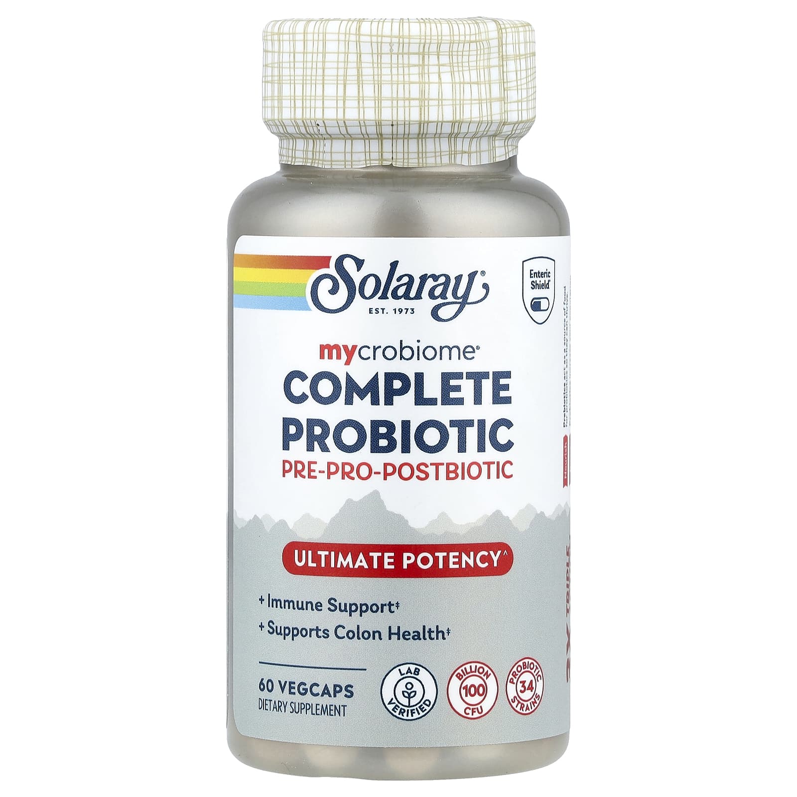 Solaray Mycrobiome, Complete Probiotic, Ultimate Potency, 60 VegCaps — étiquette 1