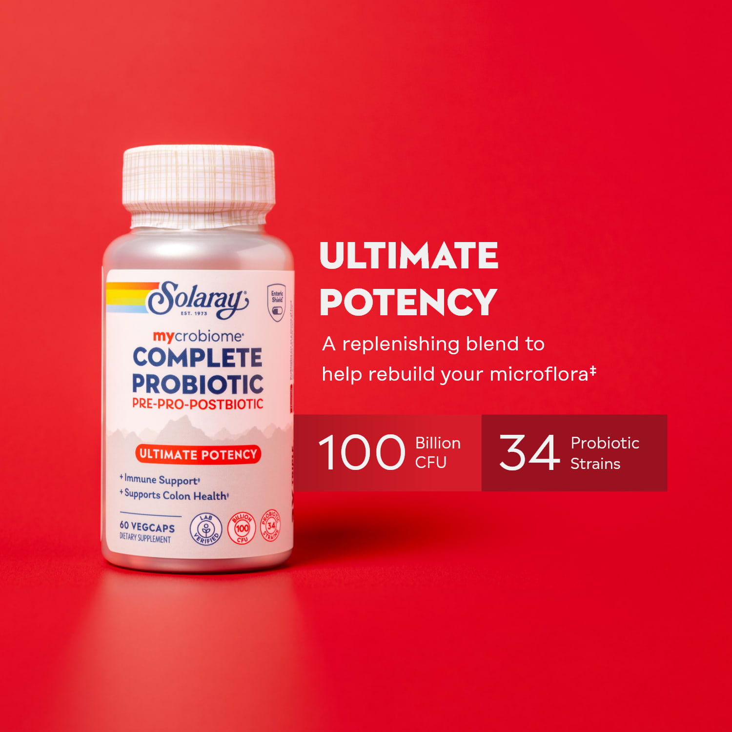 Solaray Mycrobiome, Complete Probiotic, Ultimate Potency, 60 VegCaps — étiquette 2